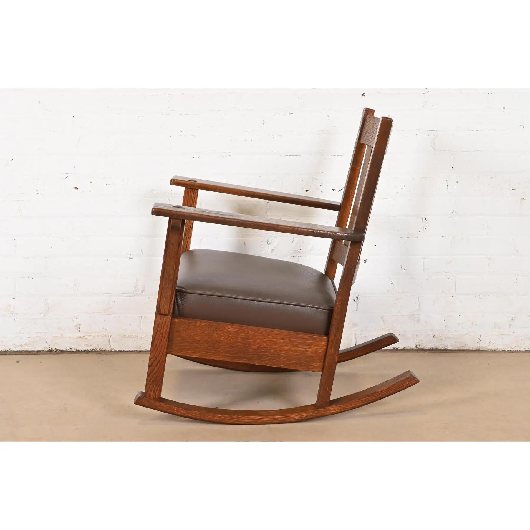 Stickley Brothers Antique Mission Oak Arts & Crafts Rocking Chair, Circa 1910 5