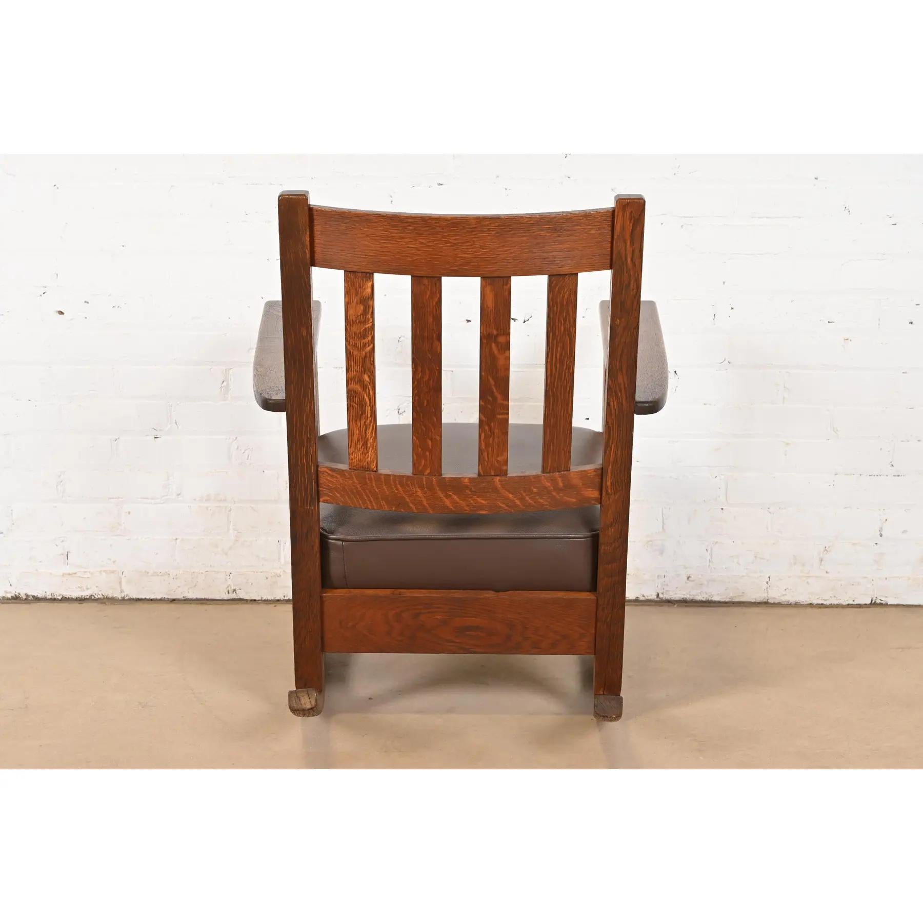 Stickley Brothers Antique Mission Oak Arts & Crafts Rocking Chair, Circa 1910 6