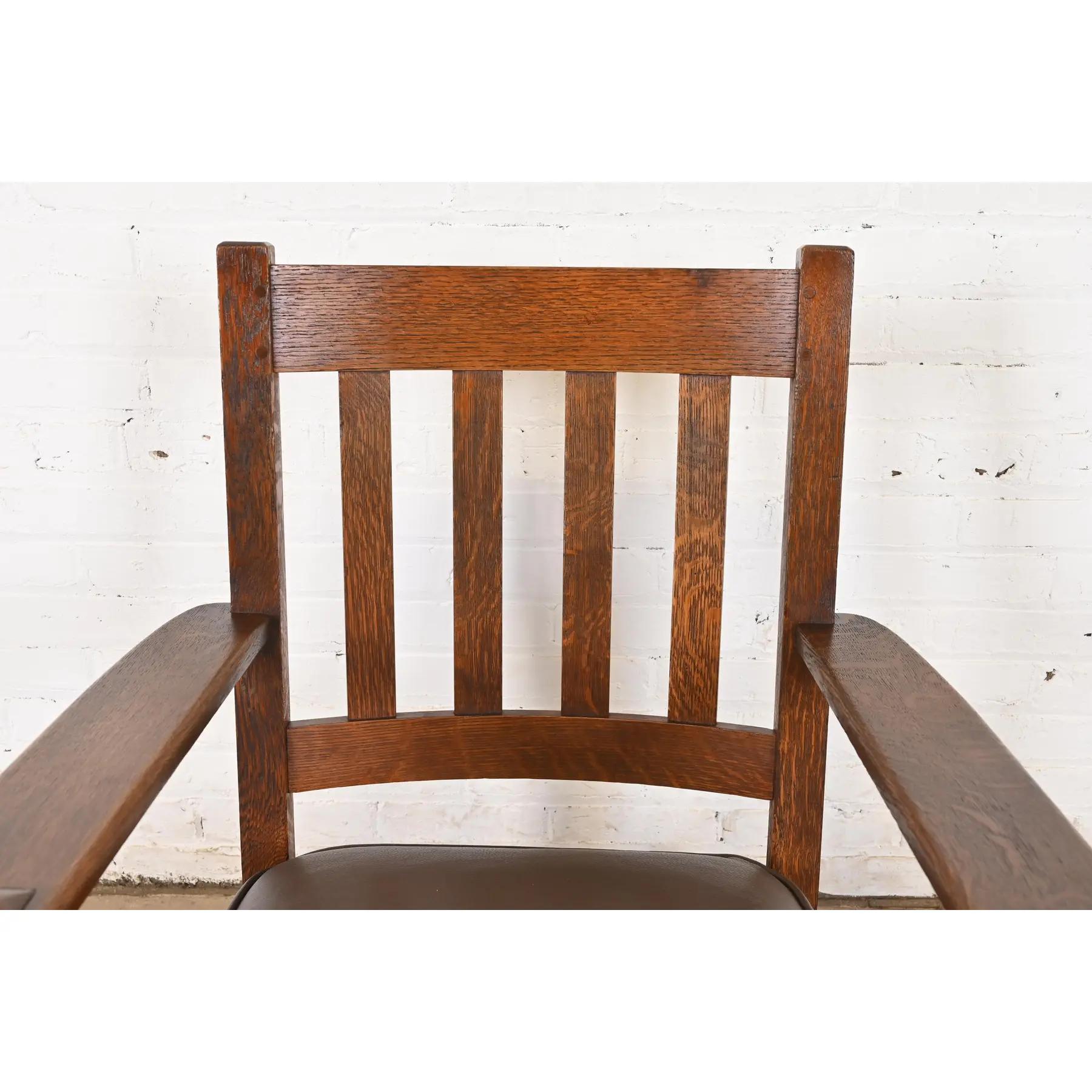 Stickley Brothers Antique Mission Oak Arts & Crafts Rocking Chair, Circa 1910 1