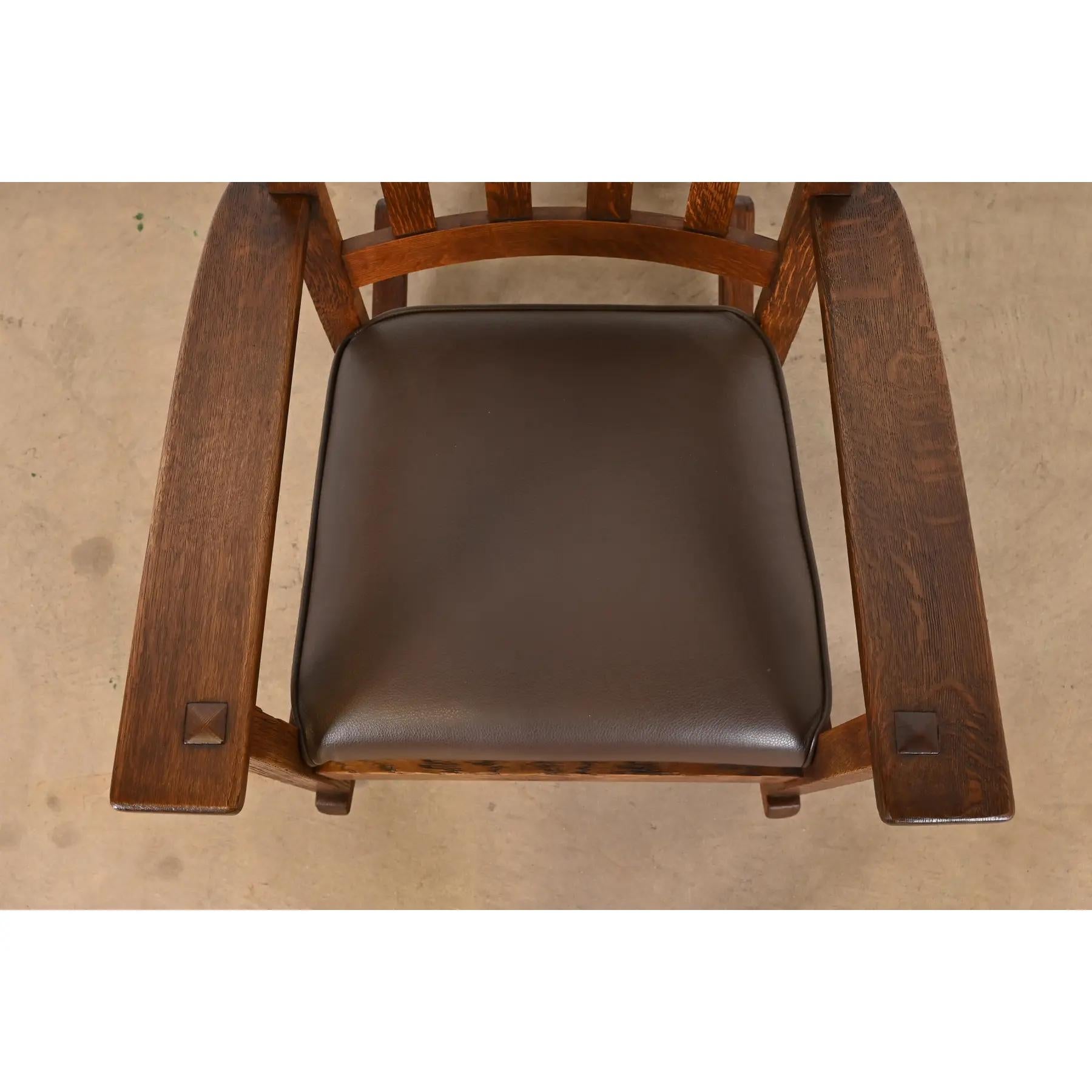 Stickley Brothers Antique Mission Oak Arts & Crafts Rocking Chair, Circa 1910 2