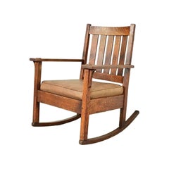 Stickley Brothers Antique Mission Oak Arts & Crafts Rocking Chair, Circa 1910