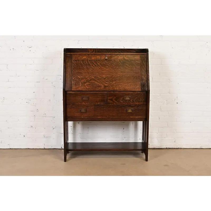 Stickley Brothers Antiker Mission Arts & Crafts Sekretär Eiche, CIRCA 1900 (amerikanisch) im Angebot