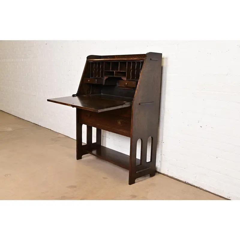 Stickley Brothers Antiker Mission Arts & Crafts Sekretär Eiche, CIRCA 1900 (Kupfer) im Angebot