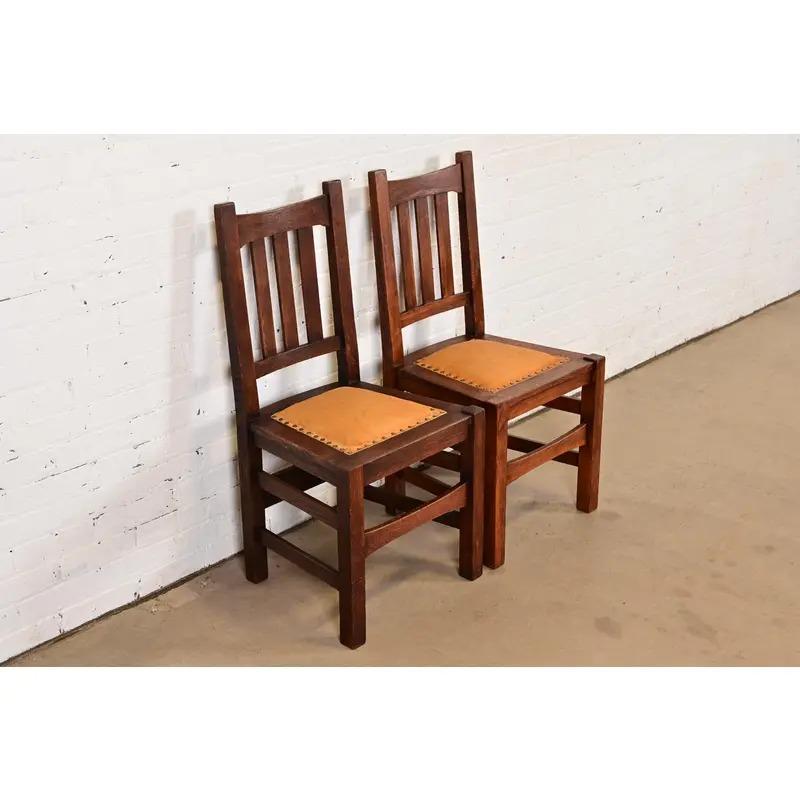 Stickley Brothers Antike Mission Arts & Crafts Eiche Beistellstühle oder Esszimmerstühle im Zustand „Gut“ im Angebot in South Bend, IN