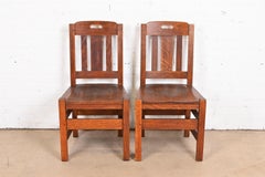 Stickley Brothers Antique Mission Oak Arts & Crafts Side Chairs, Pair