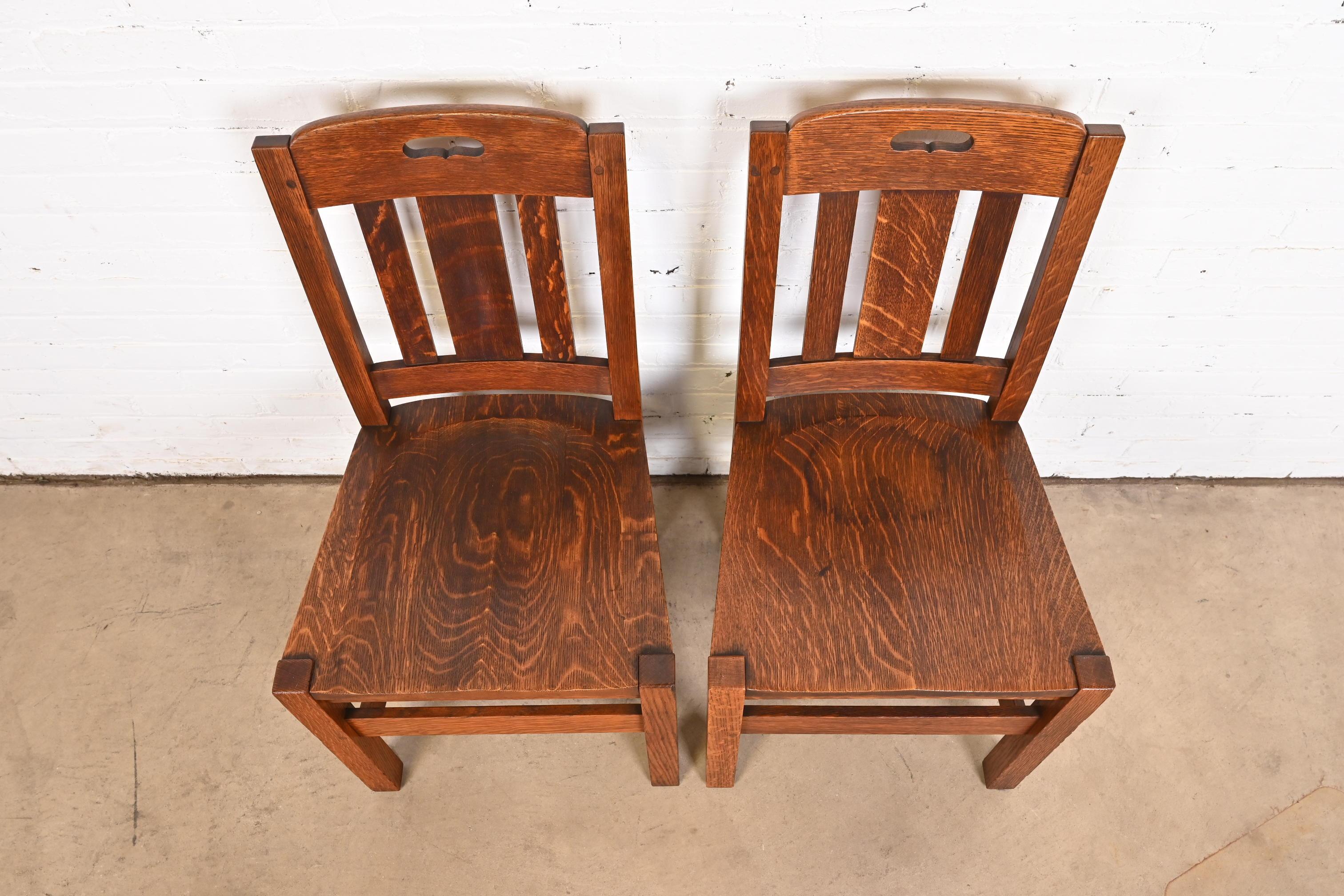 Stickley Brothers Antique Mission Oak Arts & Crafts Side Chairs, Pair 3