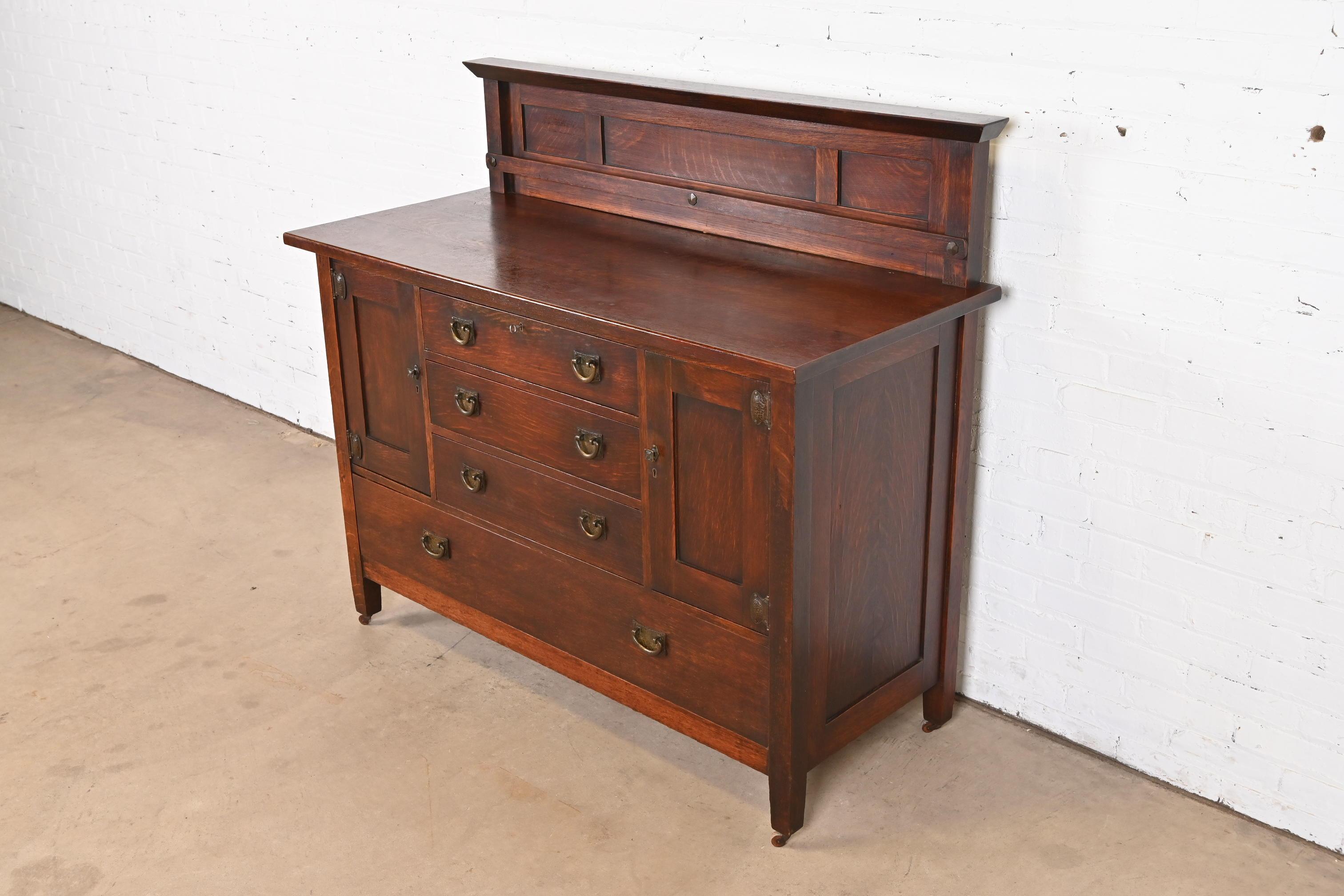 American Stickley Brothers Antique Mission Oak Arts & Crafts Sideboard, Circa 1900