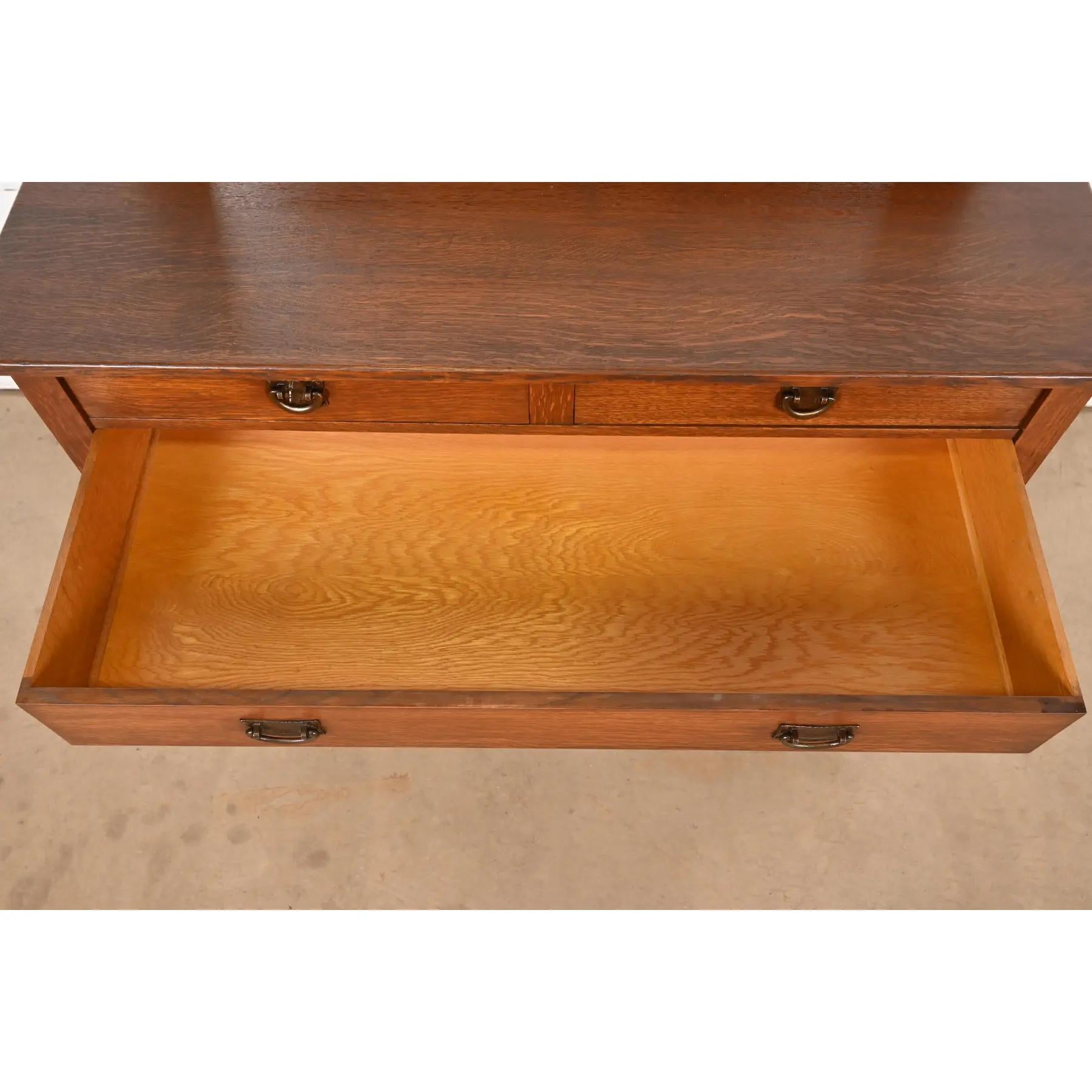 Copper Stickley Brothers Antique Mission Oak Arts & Crafts Sideboard or Bar Cabinet For Sale