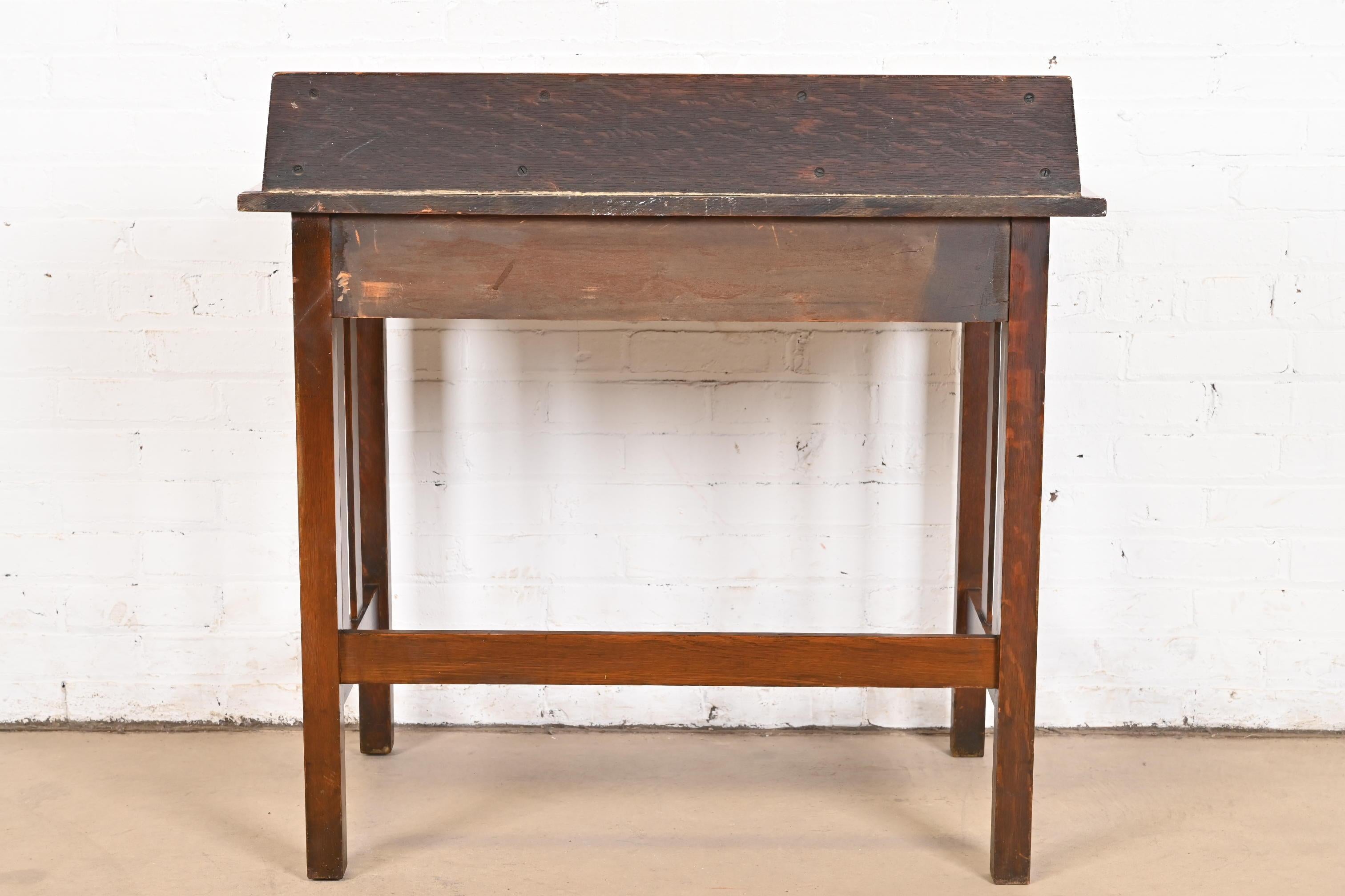 Stickley Brothers Antique Mission Oak Arts & Crafts Writing Desk, Circa 1900 For Sale 4