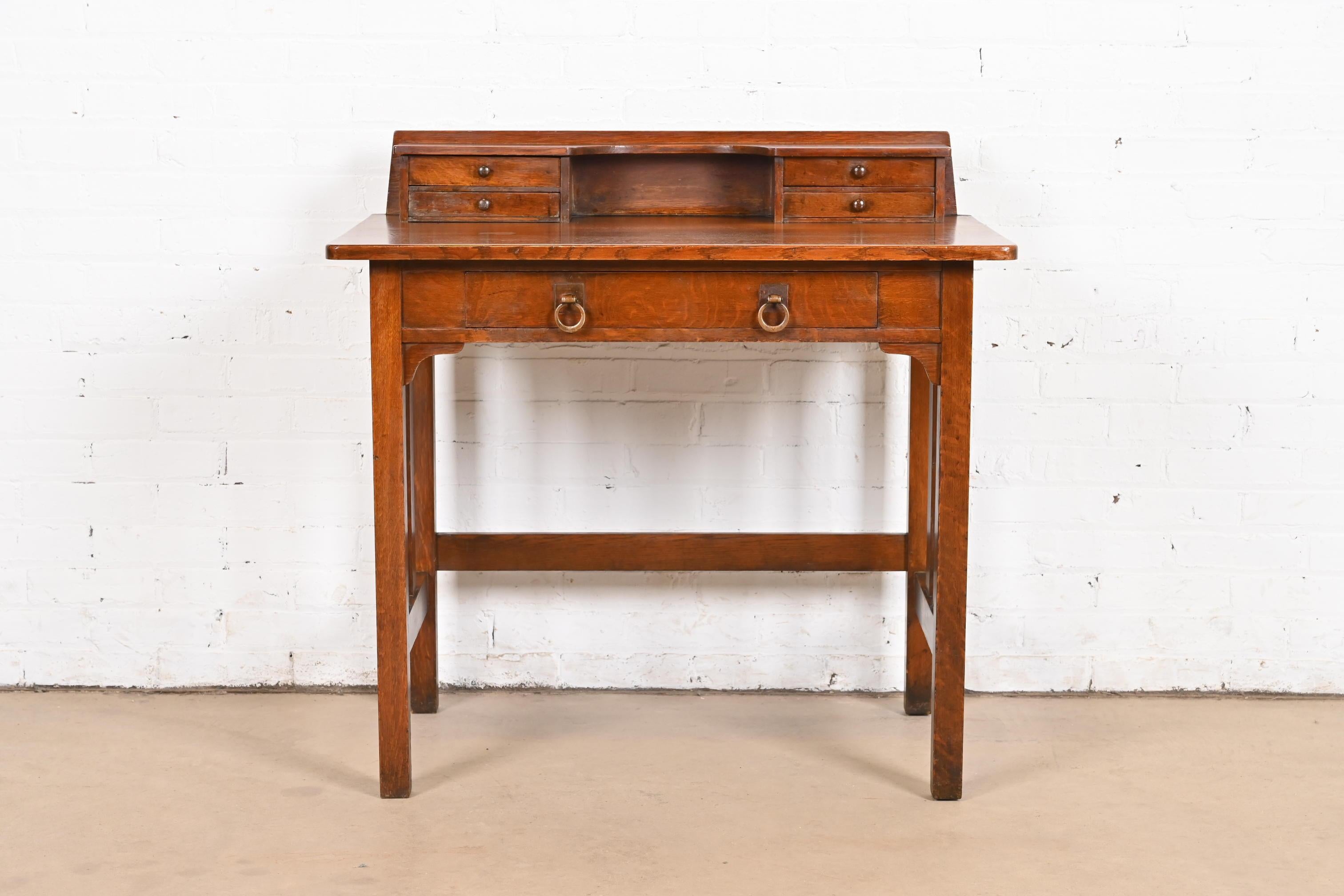 Arts and Crafts Stickley Brothers Antique Mission Oak Arts & Crafts Writing Desk, Circa 1900 For Sale
