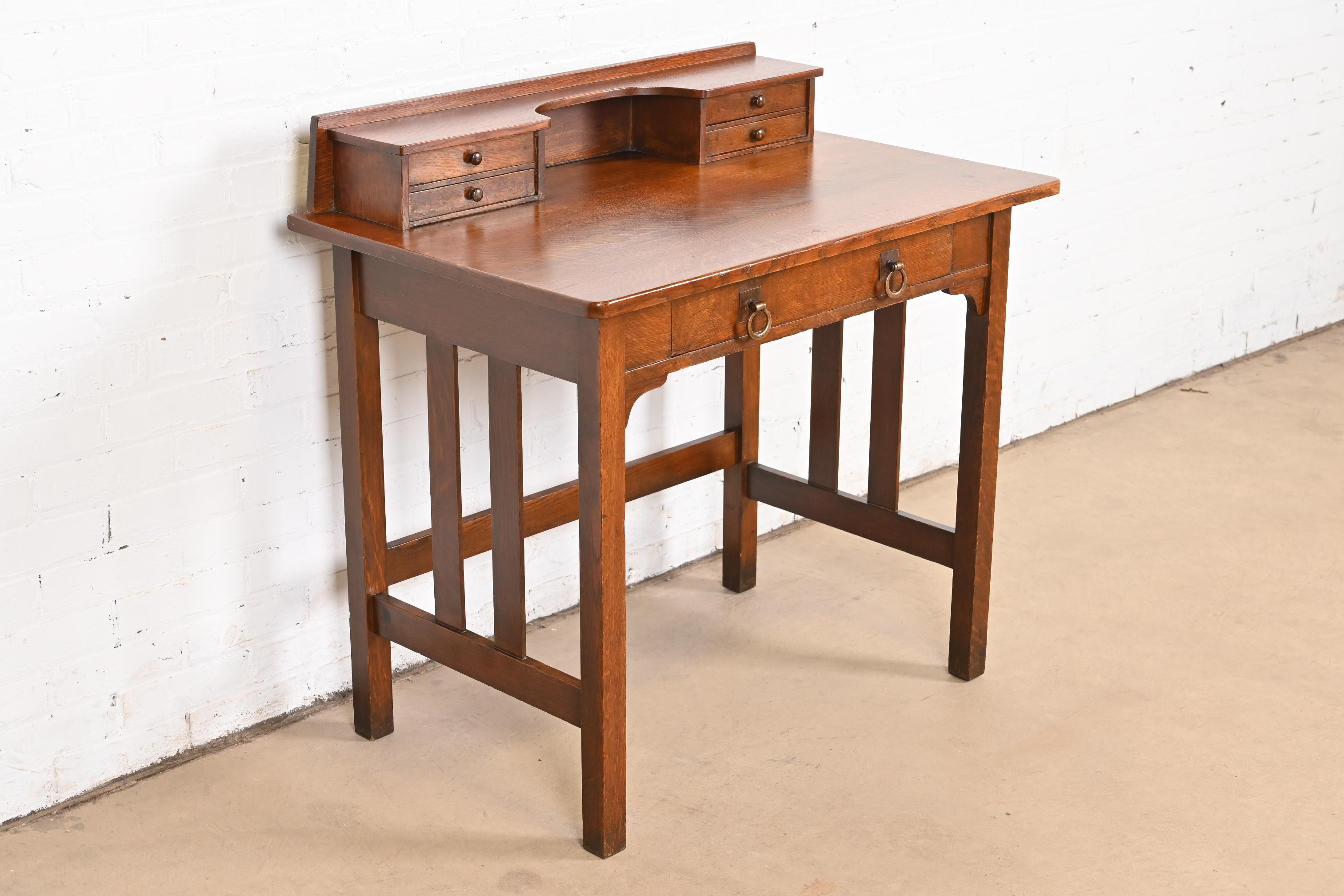 American Stickley Brothers Antique Mission Oak Arts & Crafts Writing Desk, Circa 1900 For Sale