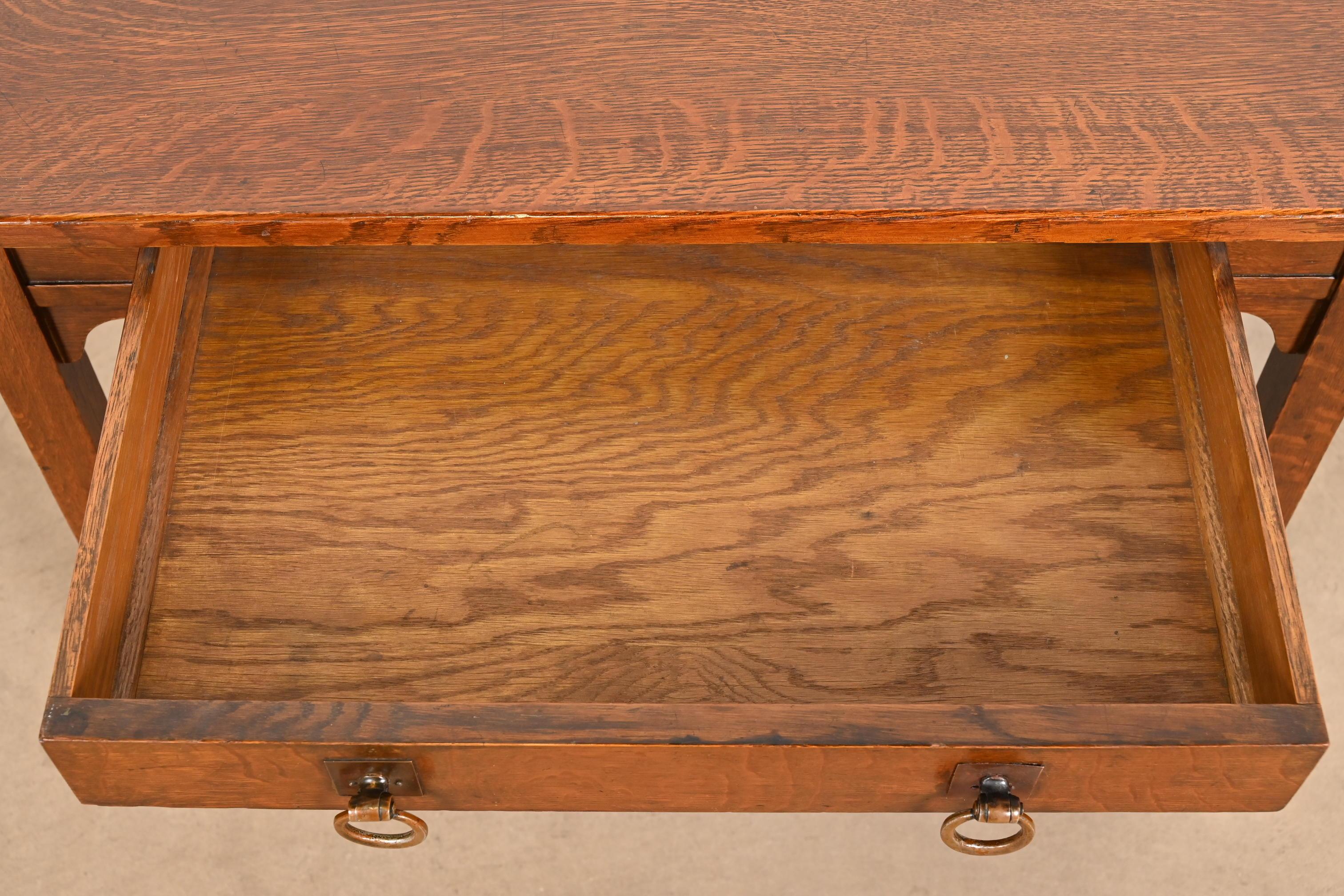 20th Century Stickley Brothers Antique Mission Oak Arts & Crafts Writing Desk, Circa 1900 For Sale