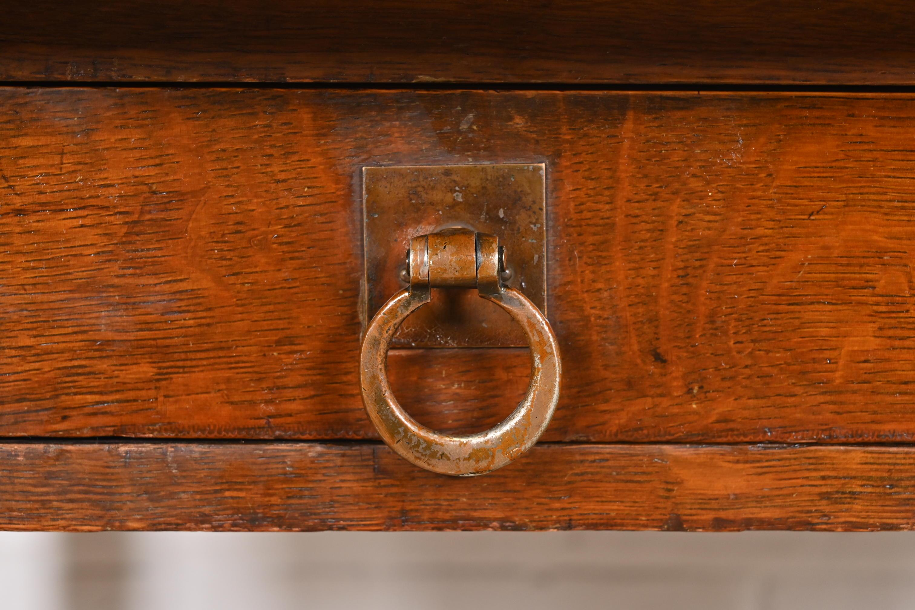 Copper Stickley Brothers Antique Mission Oak Arts & Crafts Writing Desk, Circa 1900 For Sale