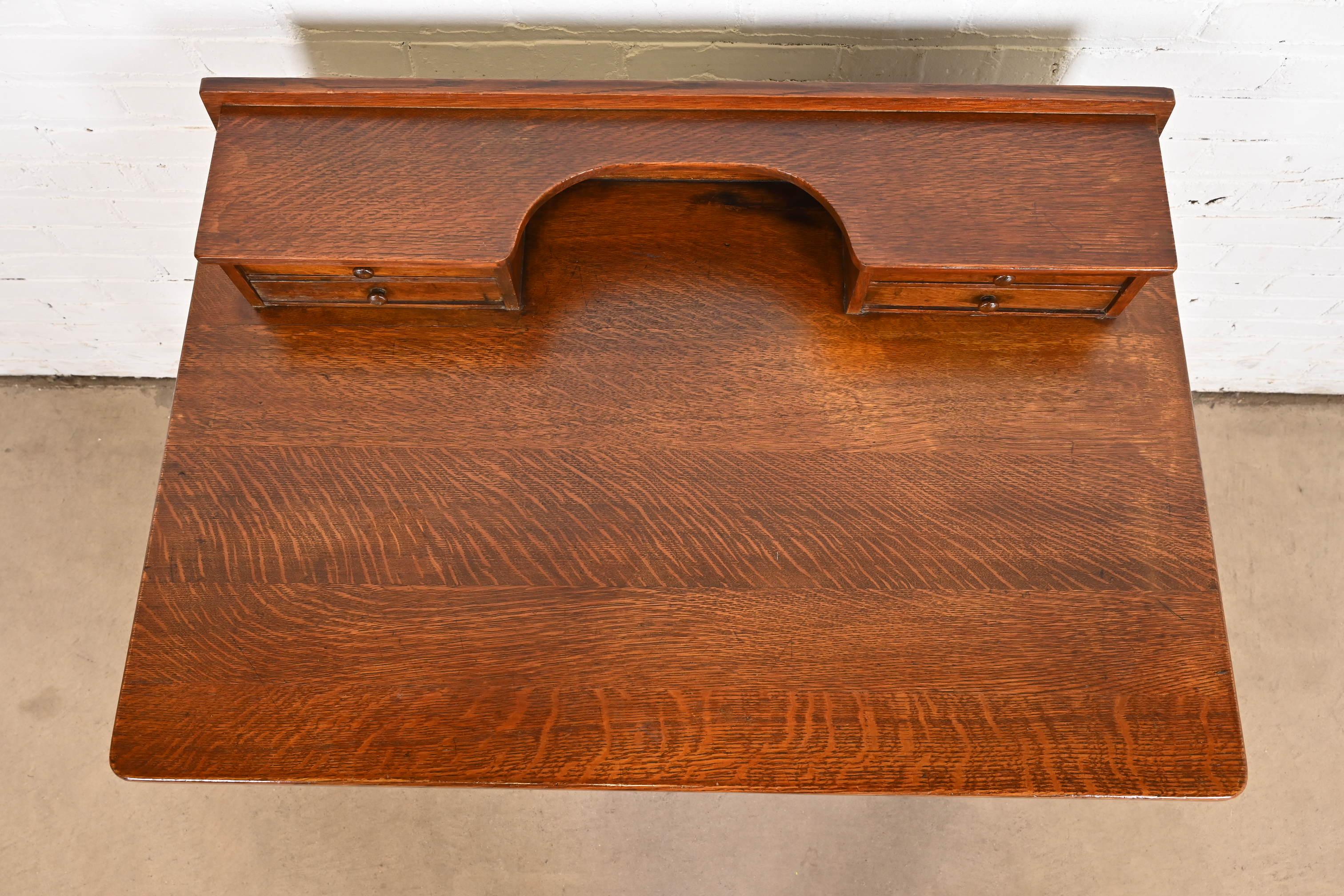 Stickley Brothers Antique Mission Oak Arts & Crafts Writing Desk, Circa 1900 For Sale 2