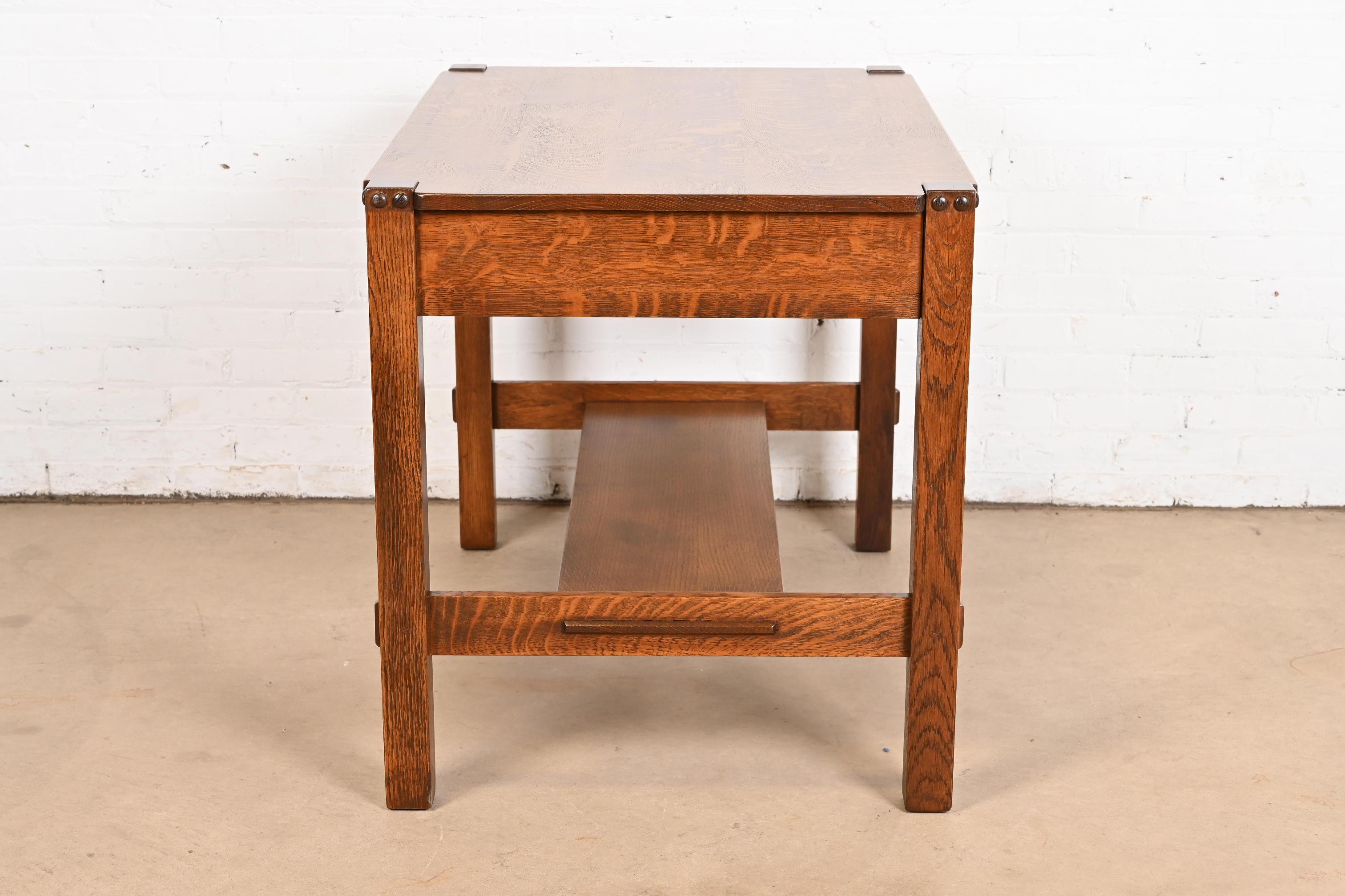 Stickley Brothers Antique Mission Oak Arts & Crafts Writing or Library Table For Sale 3