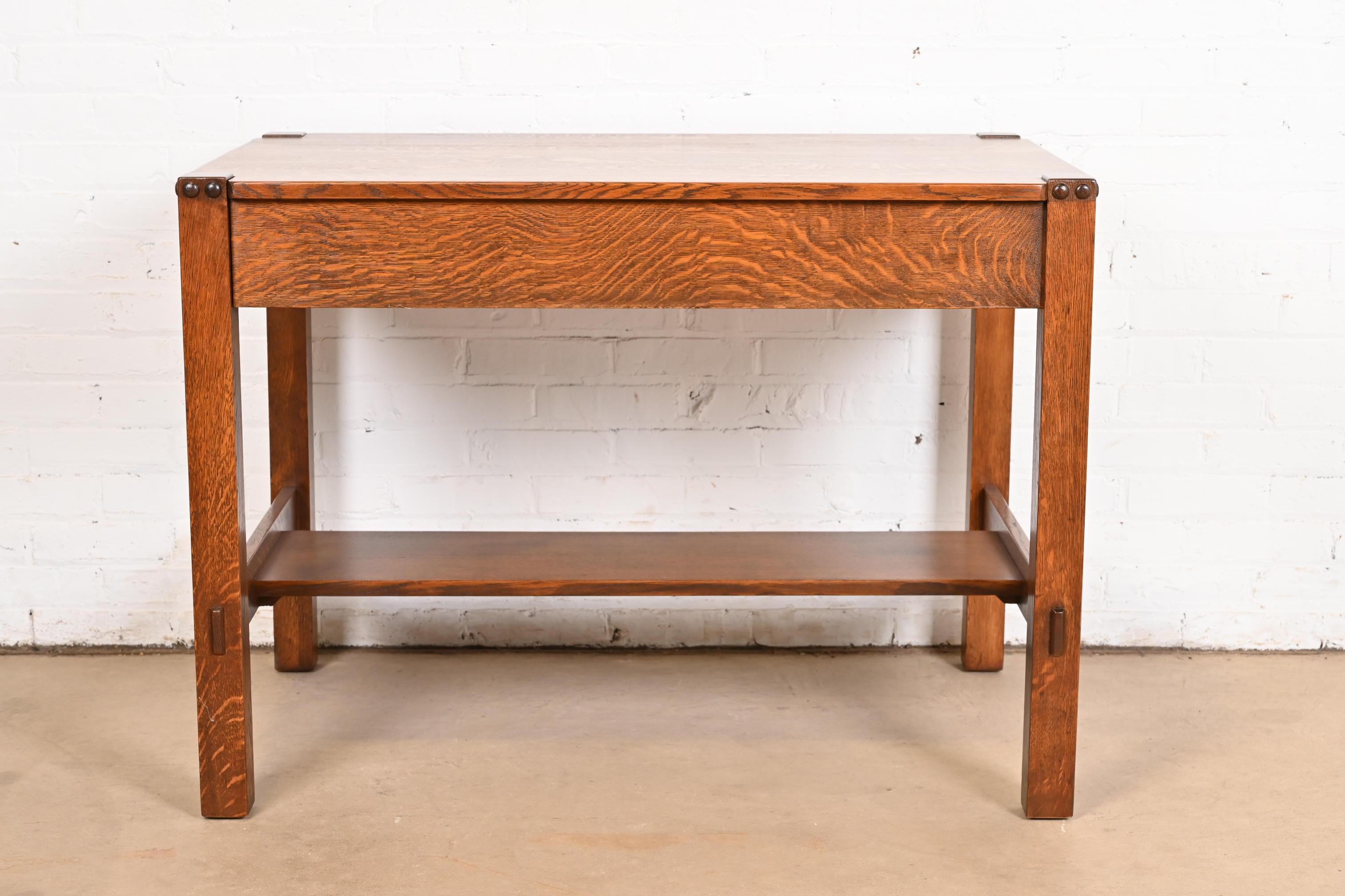 Stickley Brothers Antique Mission Oak Arts & Crafts Writing or Library Table For Sale 4