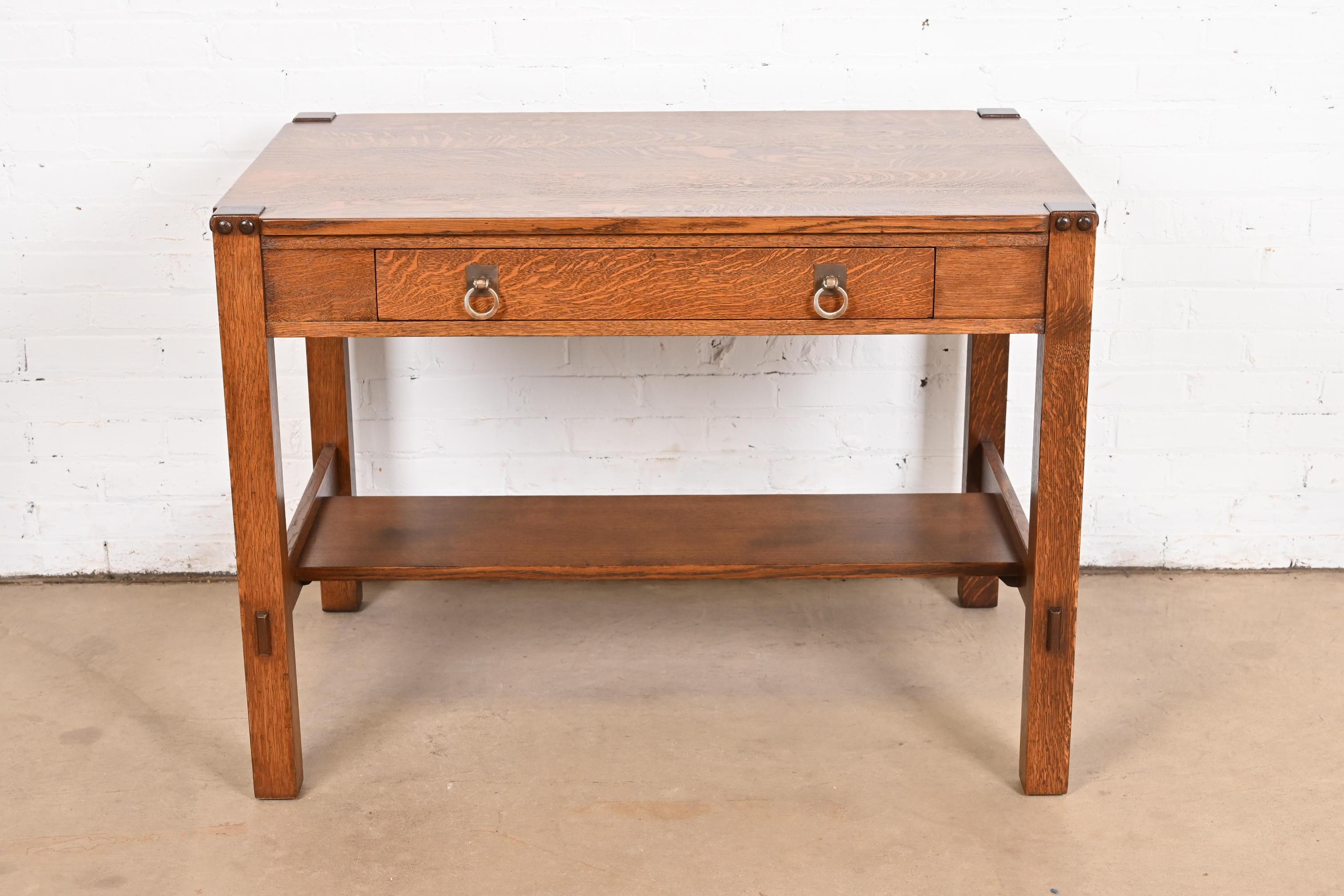 Arts and Crafts Stickley Brothers Antique Mission Oak Arts & Crafts Writing or Library Table For Sale