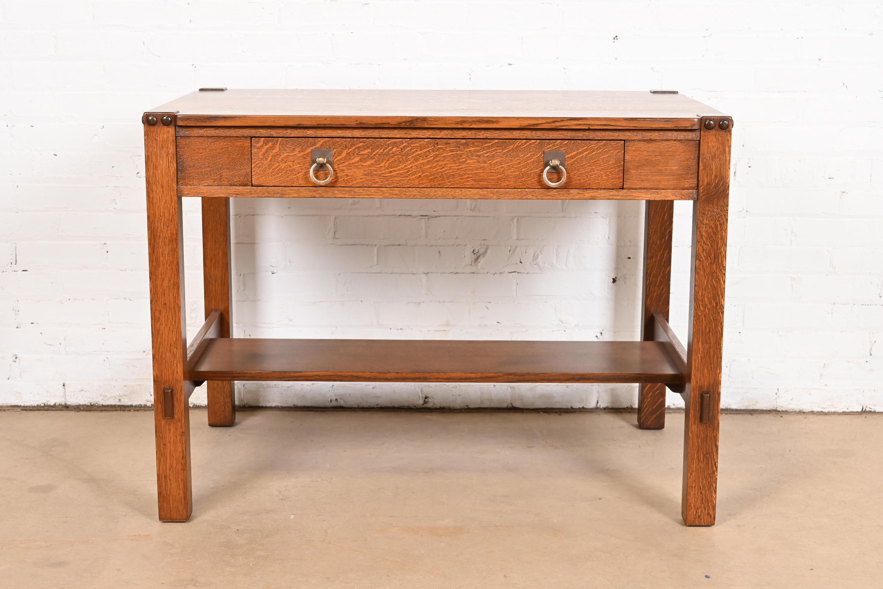 American Stickley Brothers Antique Mission Oak Arts & Crafts Writing or Library Table For Sale
