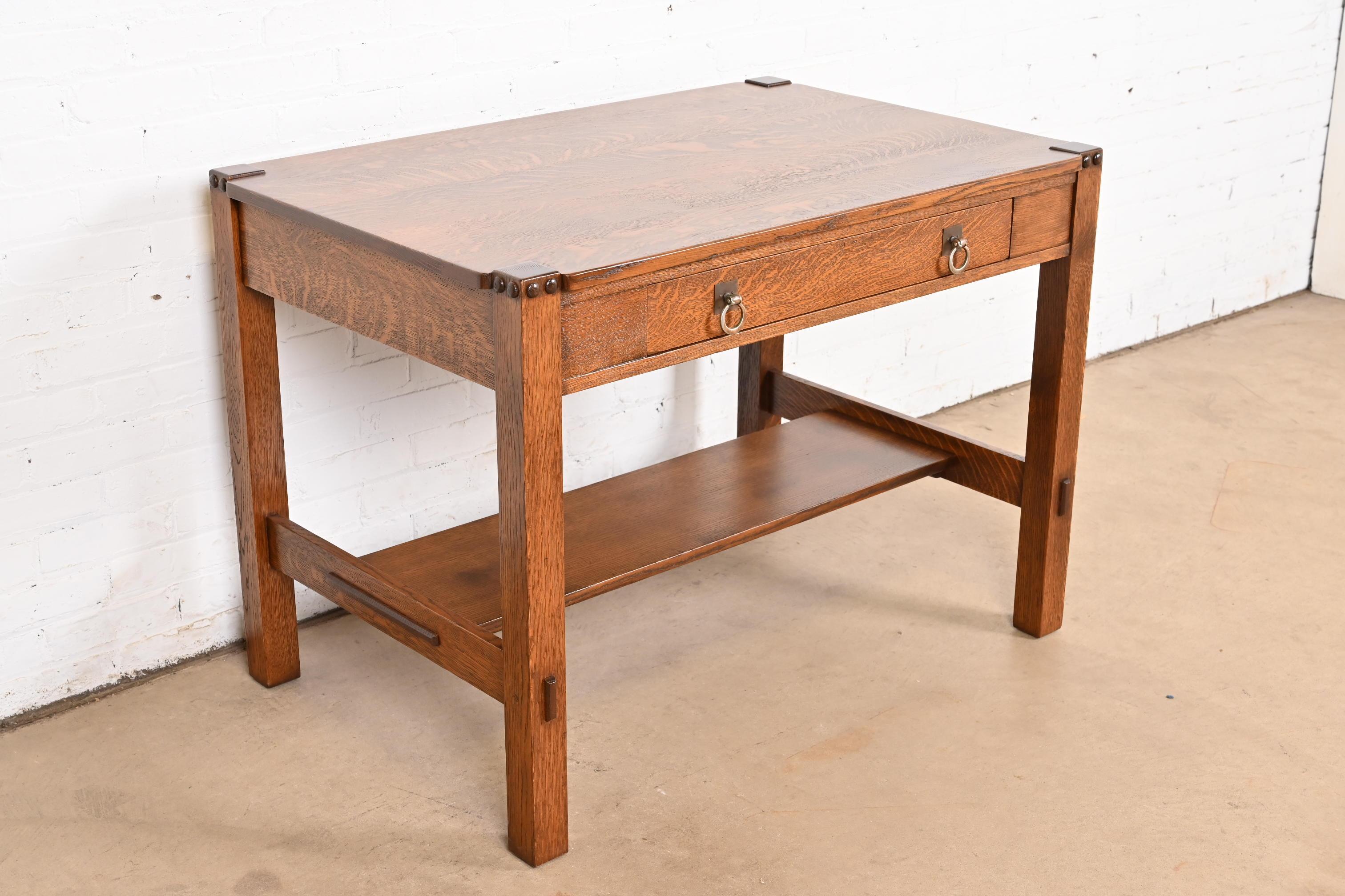 Stickley Brothers Antique Mission Oak Arts & Crafts Writing or Library Table In Good Condition For Sale In South Bend, IN