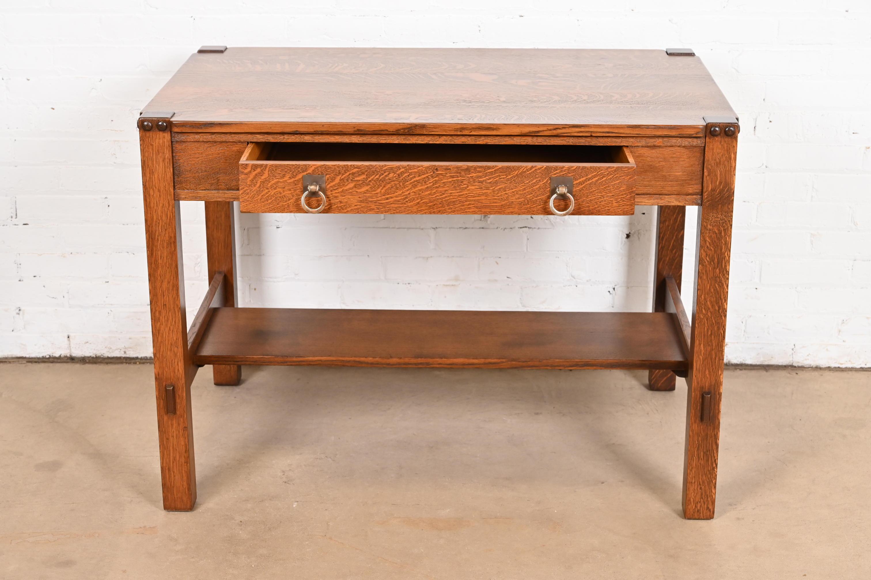20th Century Stickley Brothers Antique Mission Oak Arts & Crafts Writing or Library Table For Sale