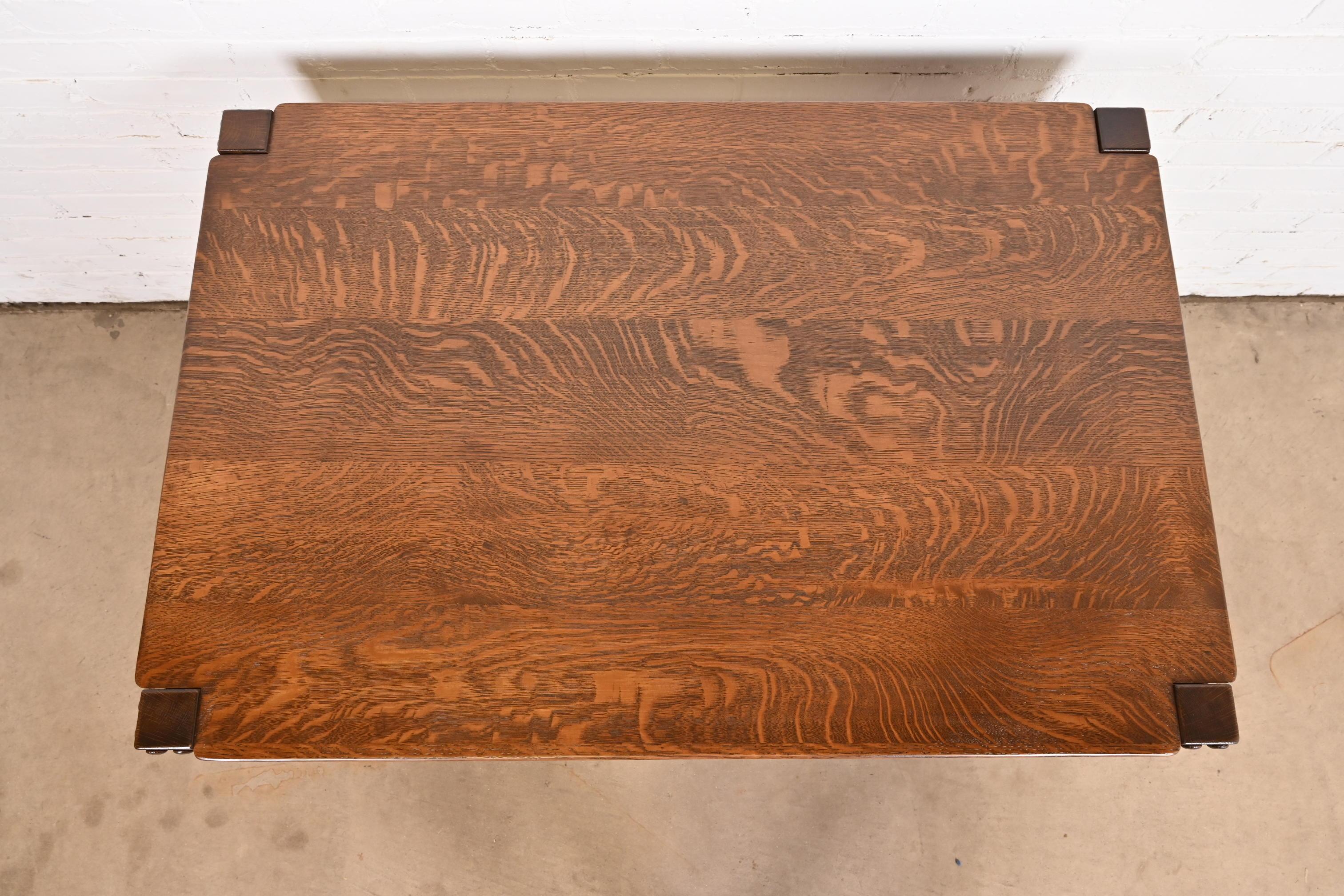 Stickley Brothers Antique Mission Oak Arts & Crafts Writing or Library Table For Sale 1