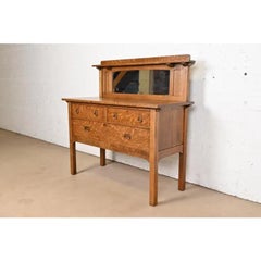 Stickley Brothers Antique Mission Tiger Oak Arts & Crafts Sideboard or Bar Cabin