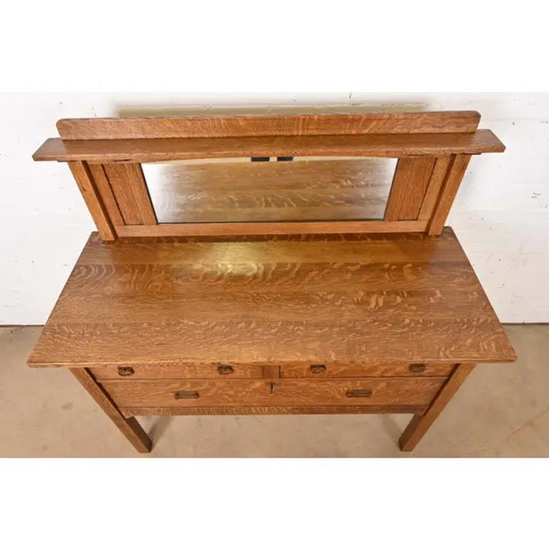 Stickley Brothers Antique Mission Tiger Oak Arts & Crafts Sideboard or Bar Cabin For Sale 2
