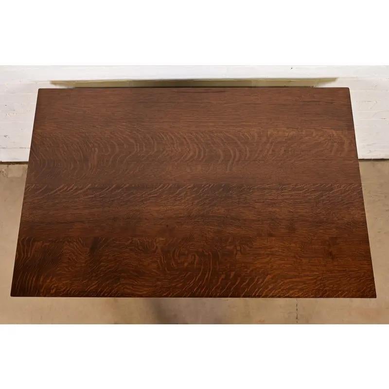Stickley Brothers Arts & Crafts Schreibtisch mit eingebauten Bücherregalen, neu lackiert im Angebot 4