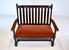 Stickley Brothers Arts & Crafts Oak Slat Back Barley Twist Settee Bench