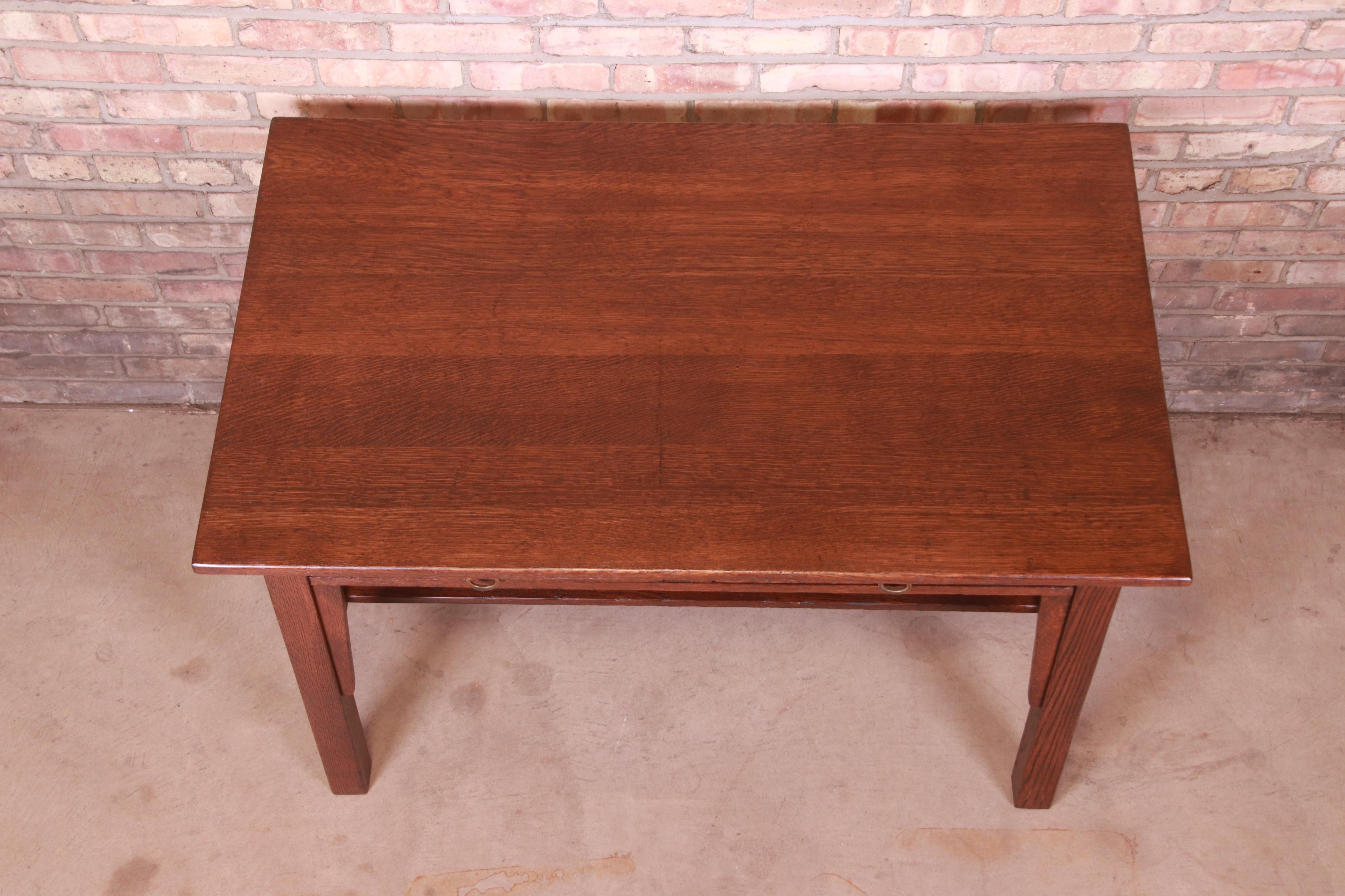 Stickley Brothers Arts & Crafts Oak Writing Desk or Library Table, Restored 6