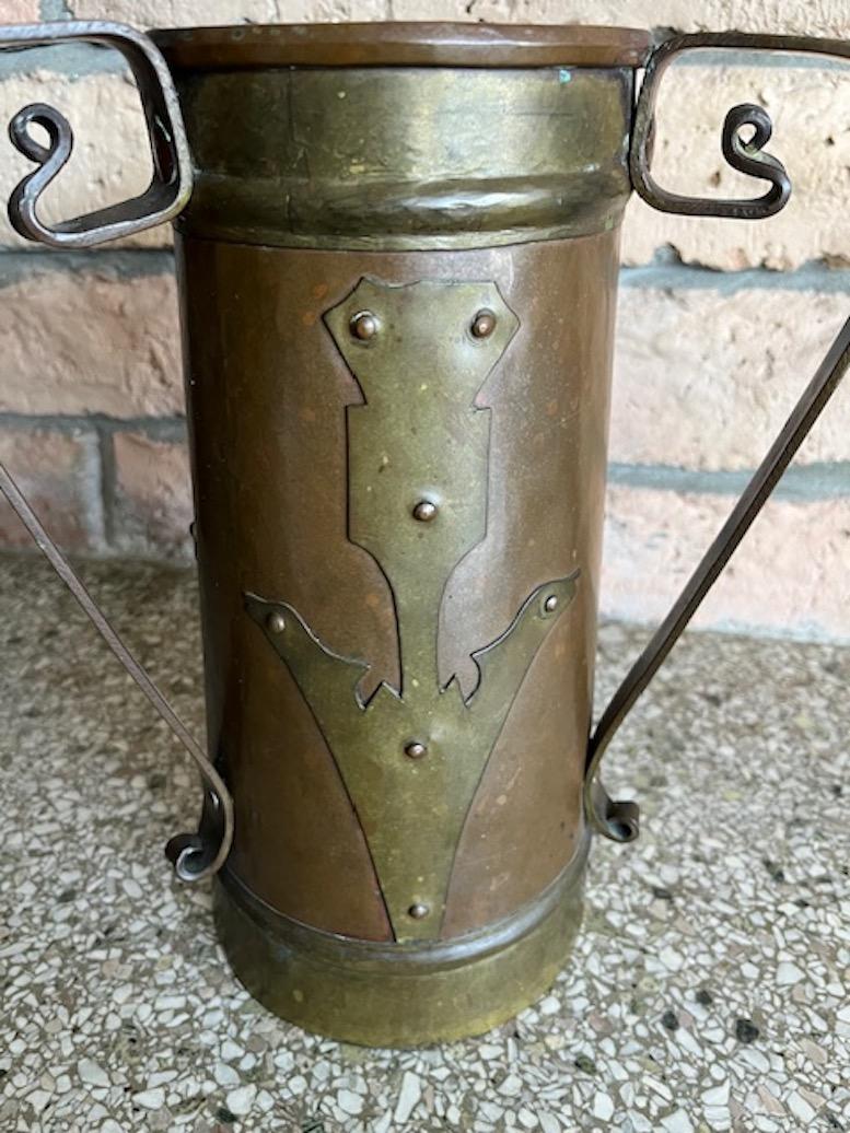 A fine example of Hand Hammered Russian Copper Retailed by The Stickley Brothers at the turn of the century.
Original Patina and Riveted Details
Shown in the line drawings in the period Retail Catalog