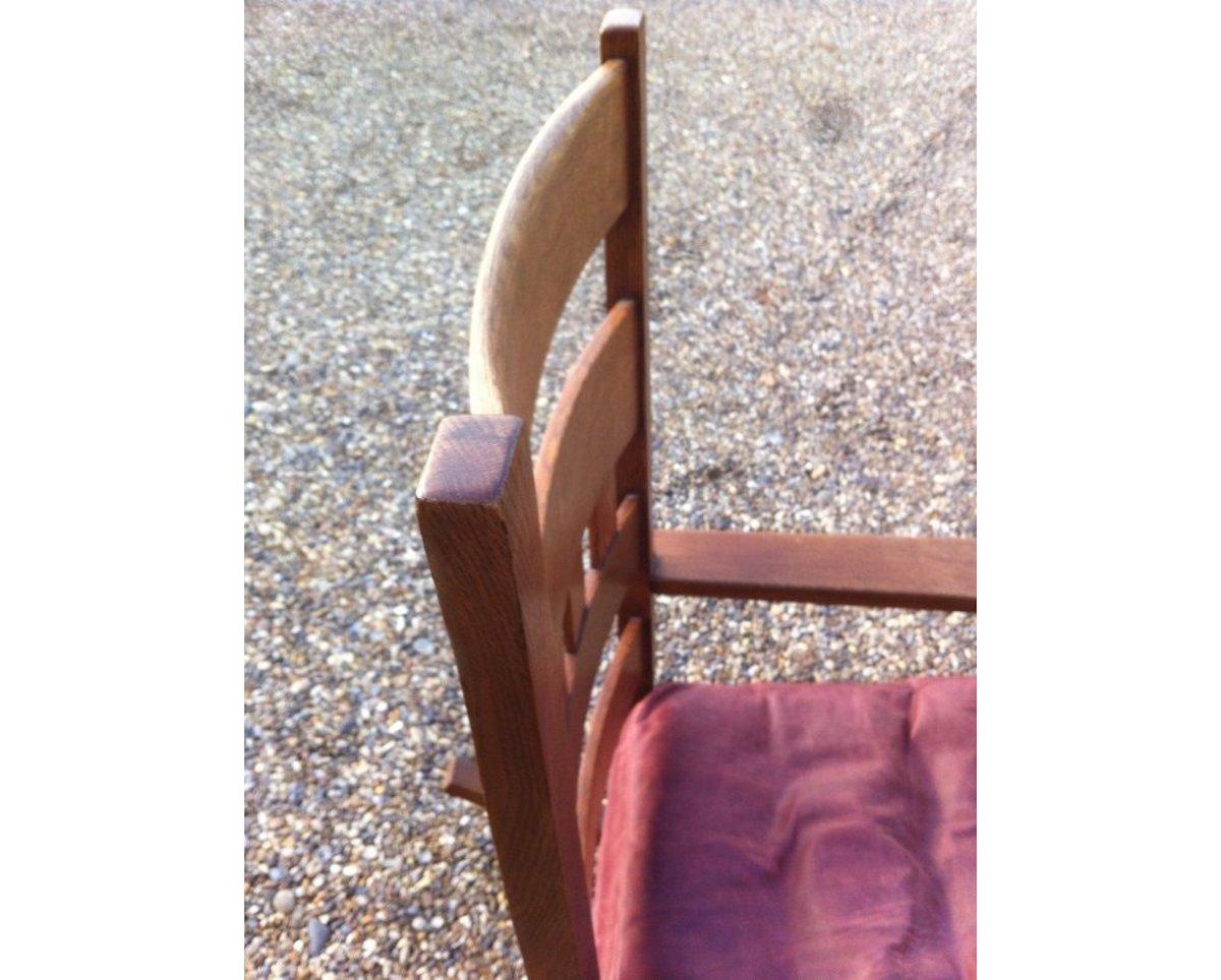Américain Dans le style de Stickley Brothers, chaise à bascule en chêne américaine Arts & Crafts en vente