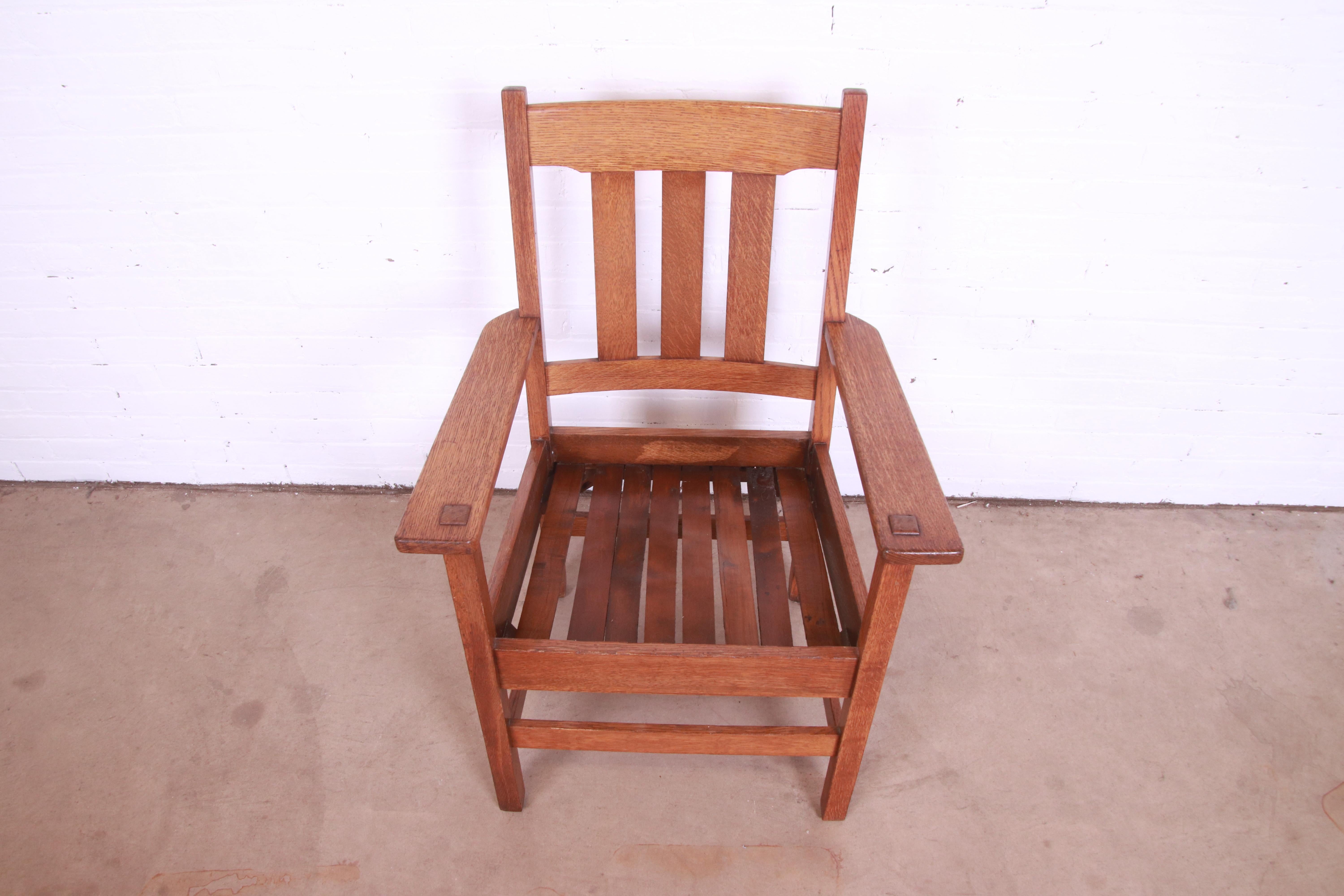 Stickley Brothers Mission Oak Arts & Crafts Arm Chairs, Pair 1