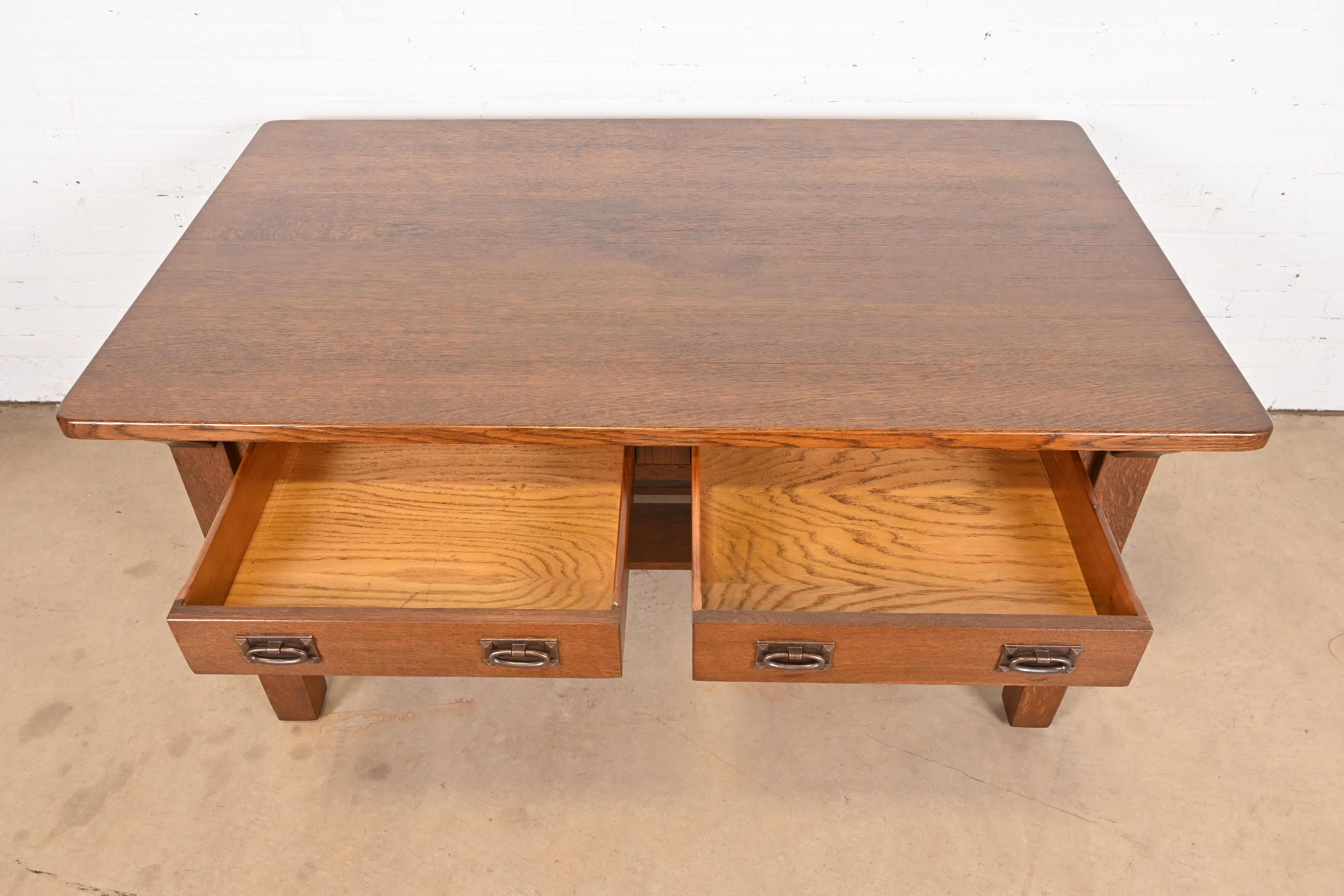 Stickley Brothers Mission Oak Arts & Crafts Desk or Library Table, Restored For Sale 5