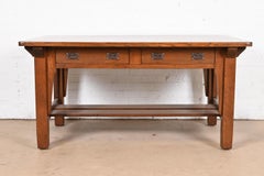 Stickley Brothers Mission Oak Arts & Crafts Desk or Library Table, Restored