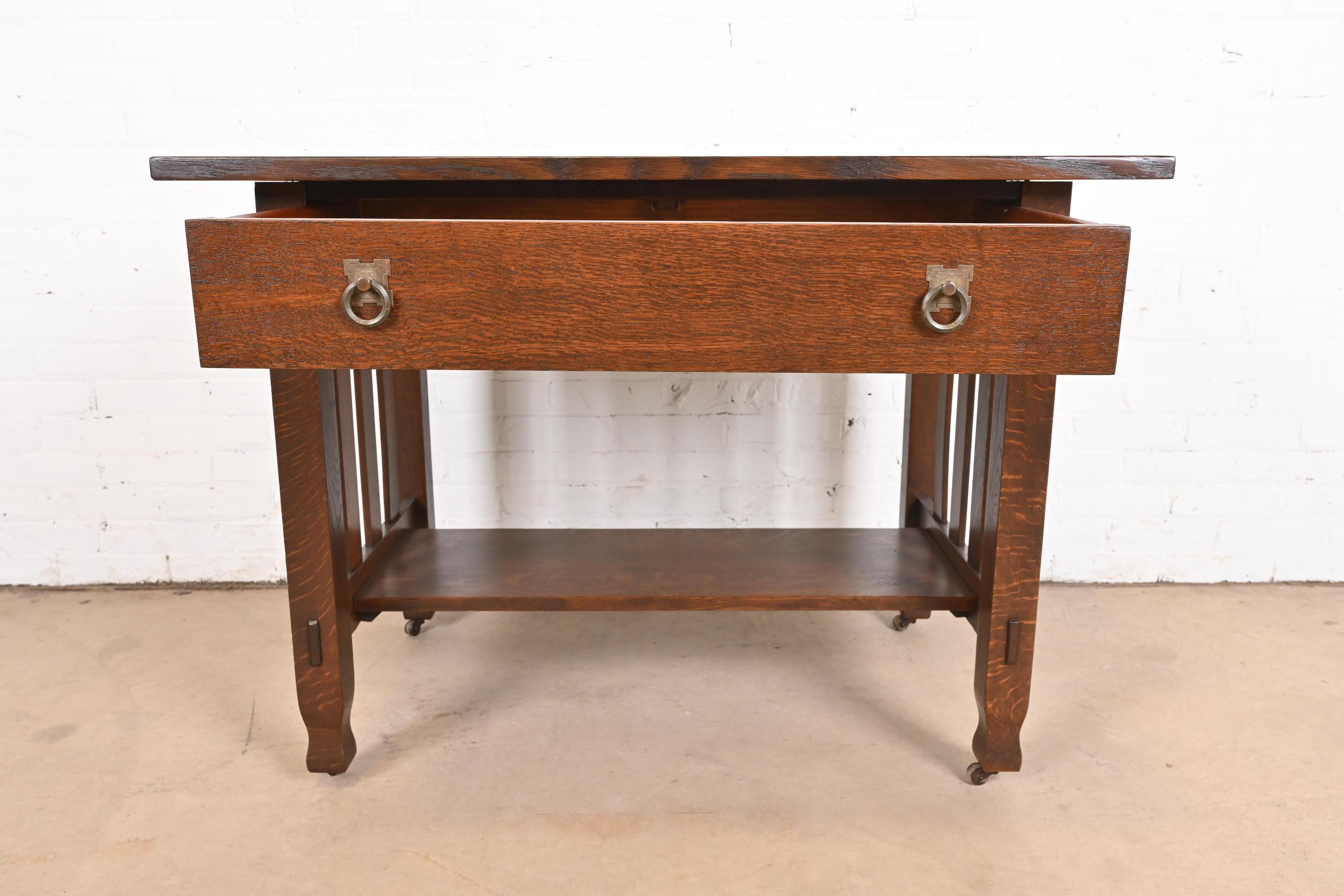 Stickley Brothers Mission Oak Arts & Crafts Desk or Library Table, Restored For Sale 1