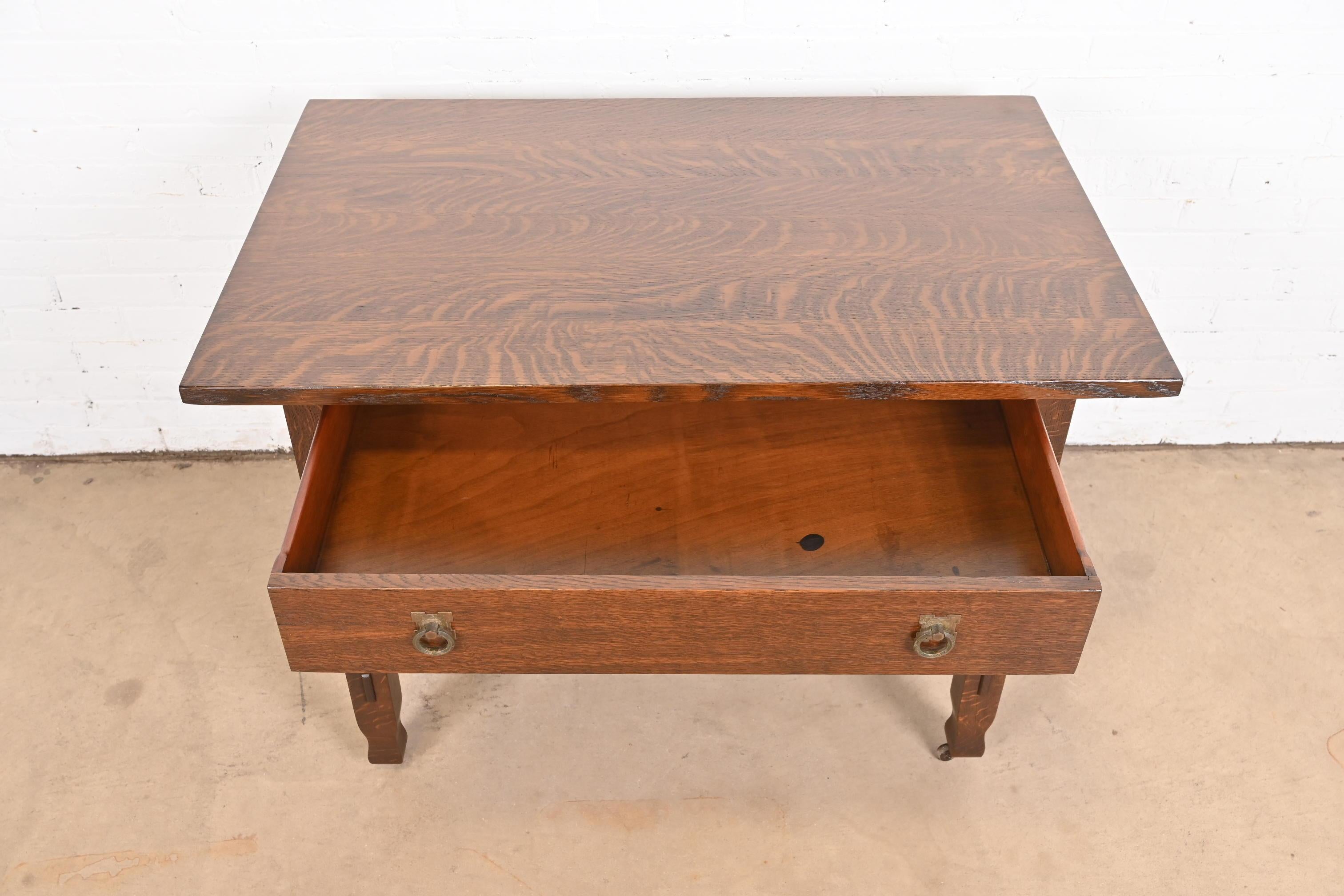 Stickley Brothers Mission Oak Arts & Crafts Desk or Library Table, Restored For Sale 2