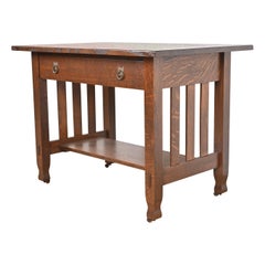 Table de bureau ou de bibliothèque Stickley Brothers Mission en chêne Arts & Crafts, restaurée