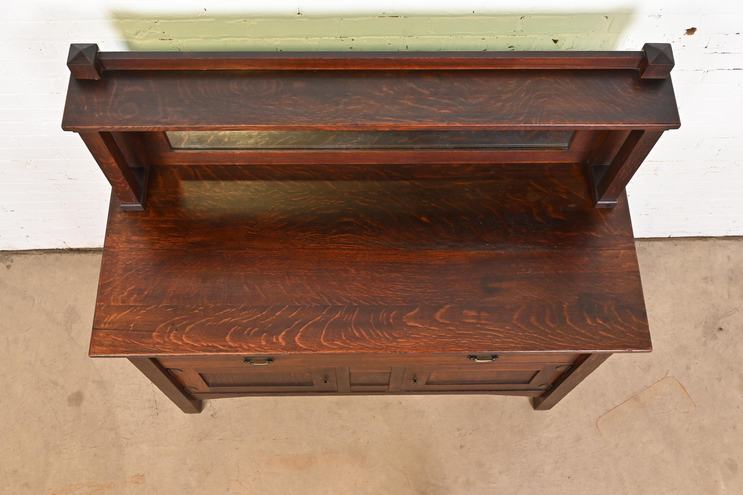 Buffet ou meuble de bar Arts & Crafts Mission en chêne de Stickley Brothers, vers 1900 en vente 2