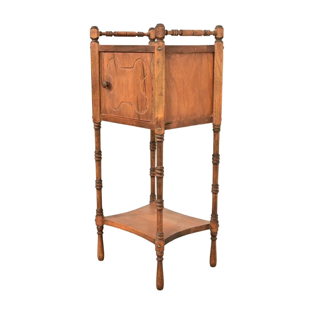 Stickley Brothers Stil antike Kunst & Handwerk geschnitzt Nussbaum Raucherständer im Angebot