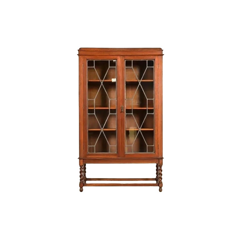 Stickley Brothers Style Antique Arts & Crafts Oak Bookcase Cabinet, Circa 1900