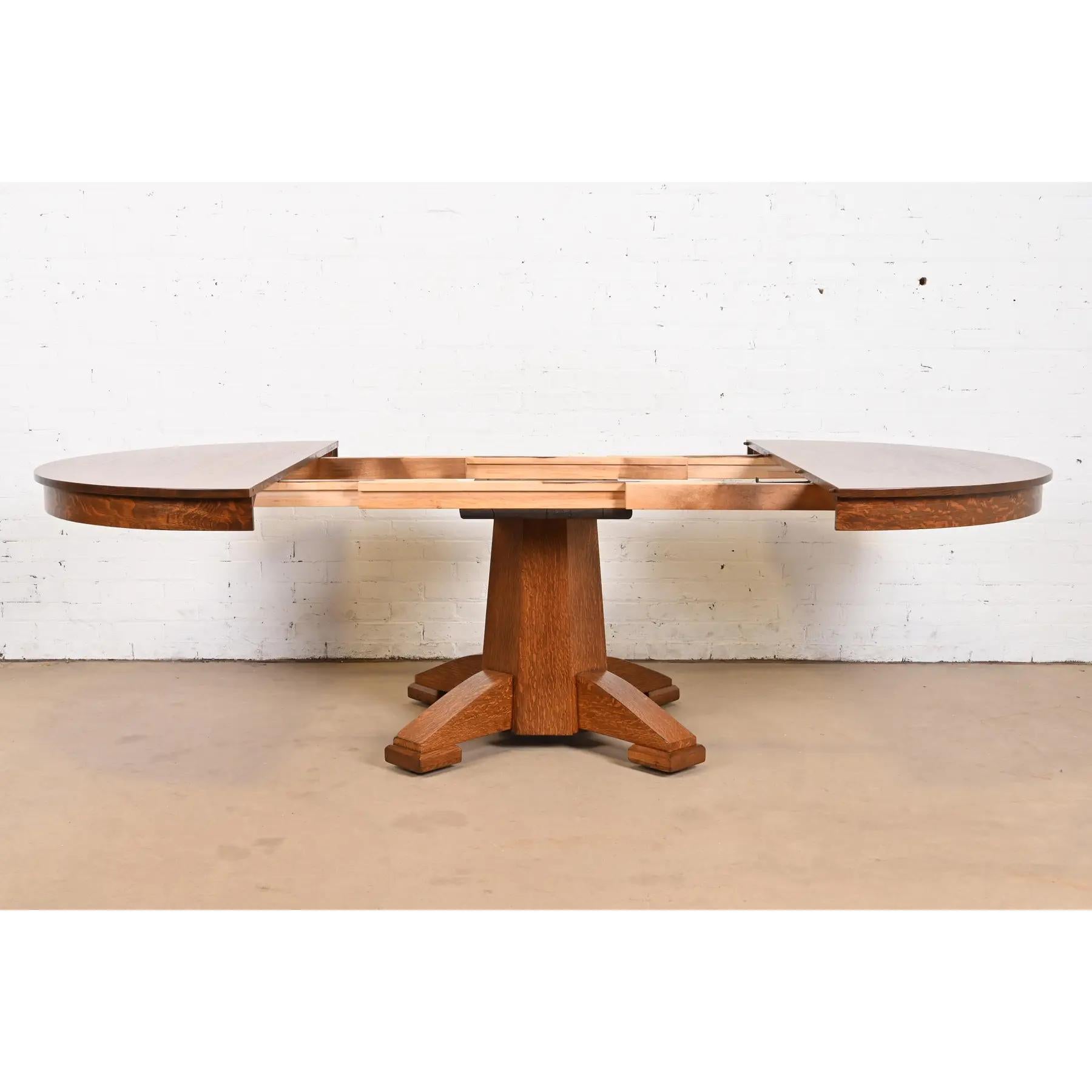 Chêne Table de salle à manger de style Brothers Antique Mission Arts & Crafts, refinished en vente