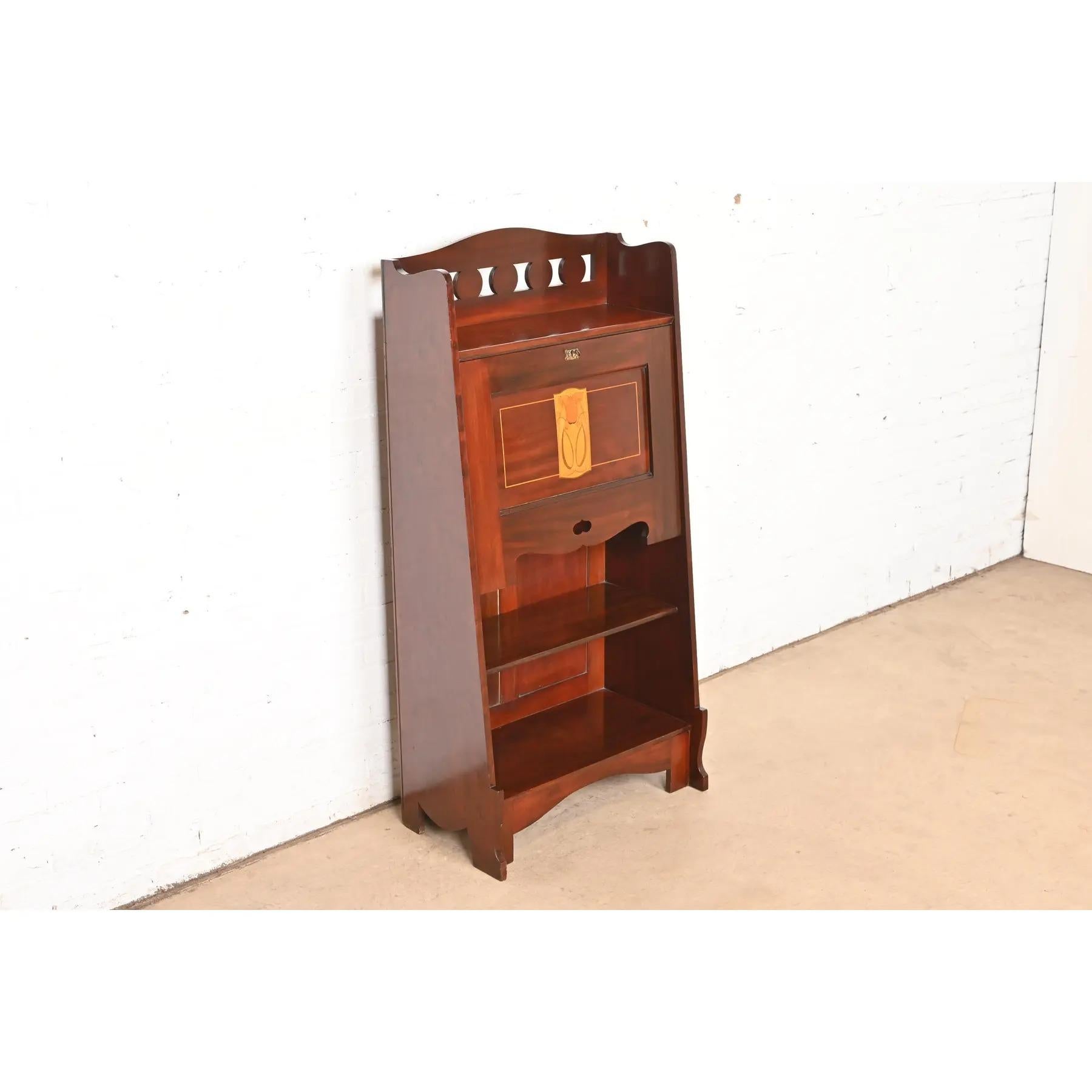 Stickley Brothers Style Antique Mission Arts & Crafts Mahogany Secretary Desk In Good Condition For Sale In South Bend, IN