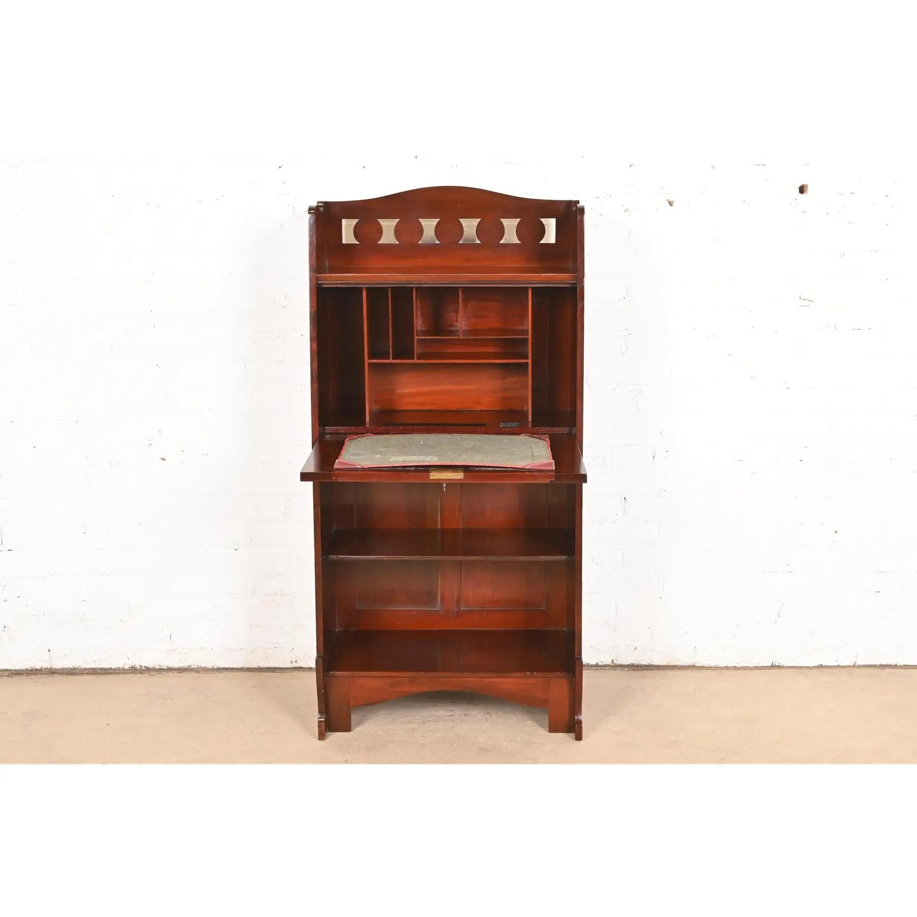 20th Century Stickley Brothers Style Antique Mission Arts & Crafts Mahogany Secretary Desk For Sale
