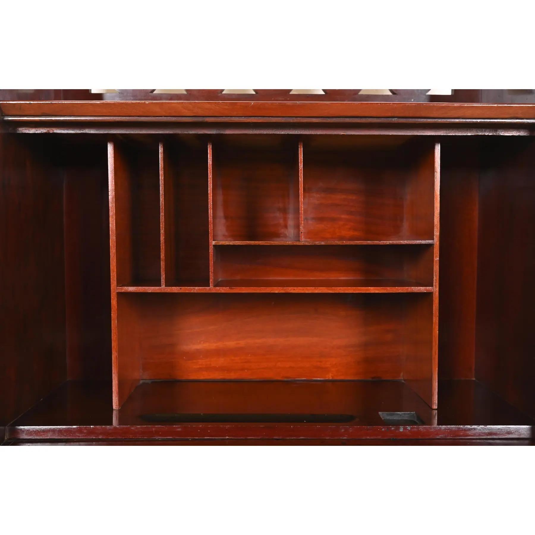 Brass Stickley Brothers Style Antique Mission Arts & Crafts Mahogany Secretary Desk For Sale