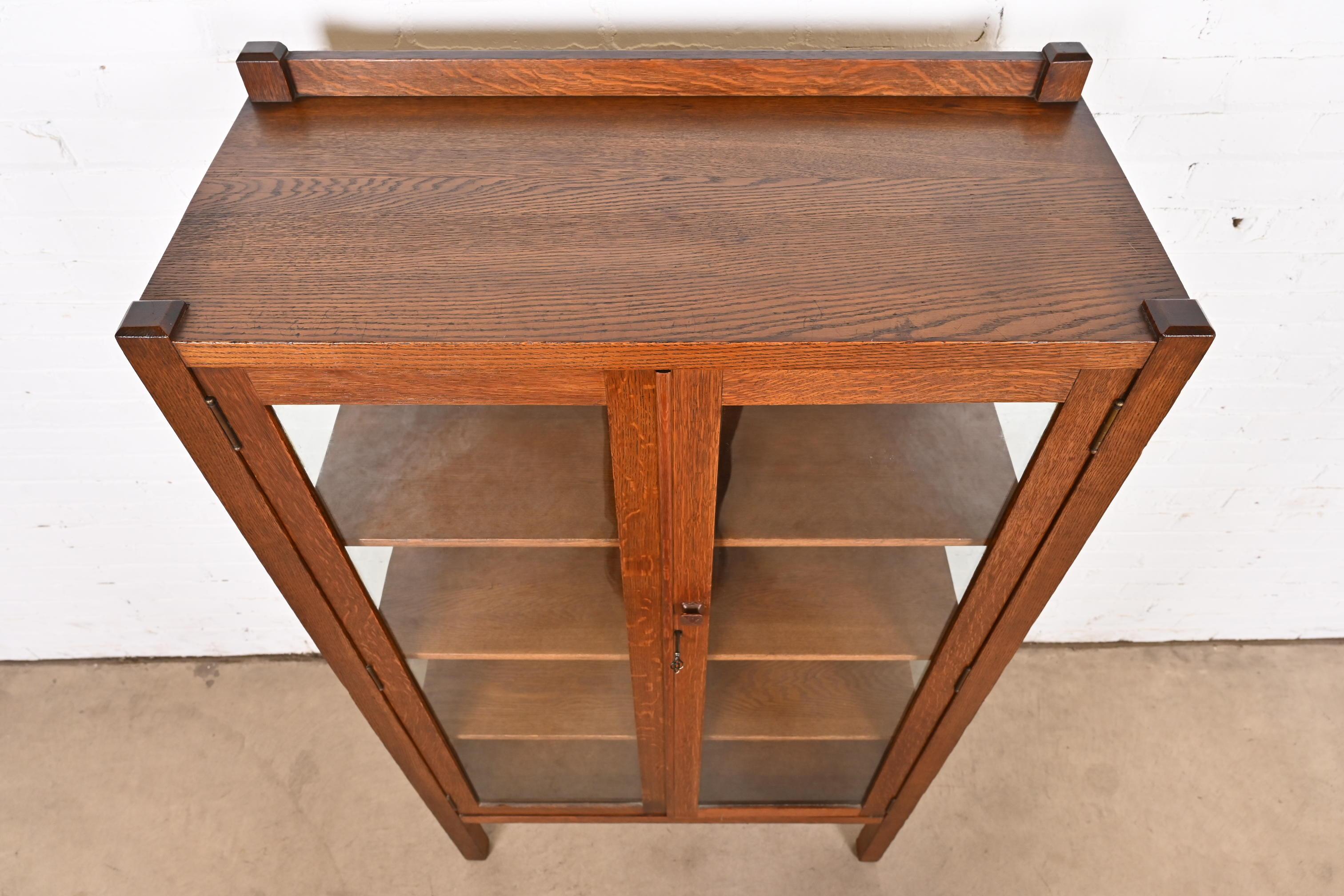 Stickley Brothers Style Antique Mission Oak Arts and Crafts Bookcase Cabinet 4