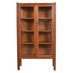 Stickley Brothers Style Antique Mission Oak Arts and Crafts Bookcase Cabinet