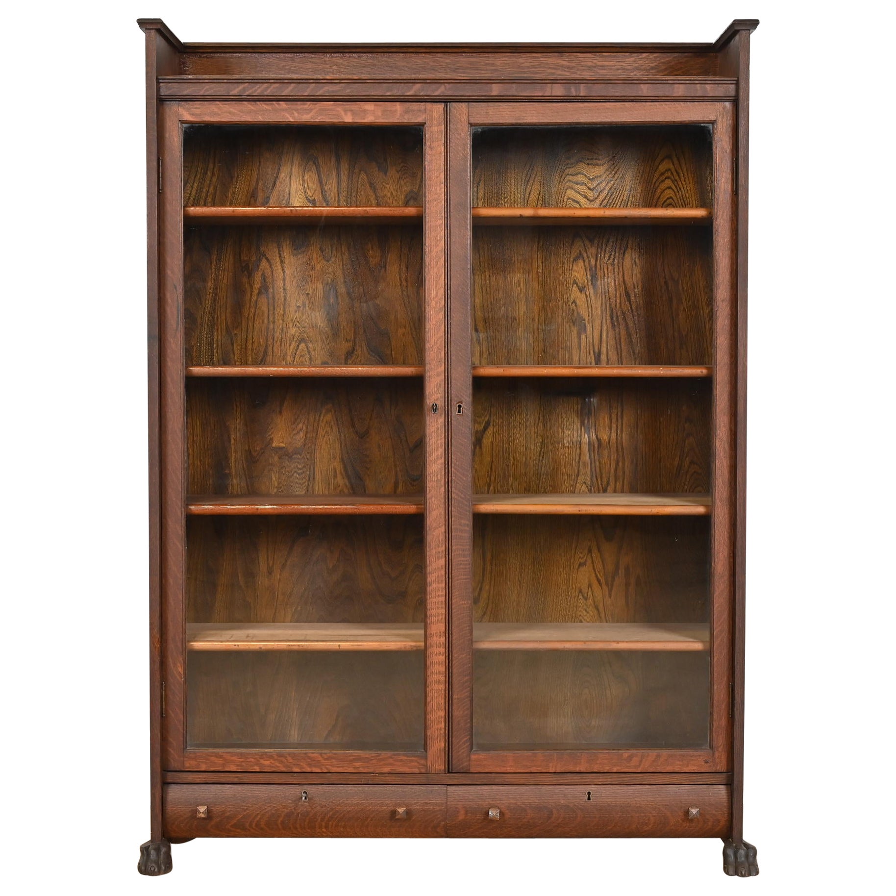 Stickley Brothers Style Antique Mission Oak Arts and Crafts Bookcase, Circa 1900