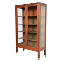 Stickley Brothers Style Antique Mission Oak Arts & Crafts Bookcase Cabinet, 1910