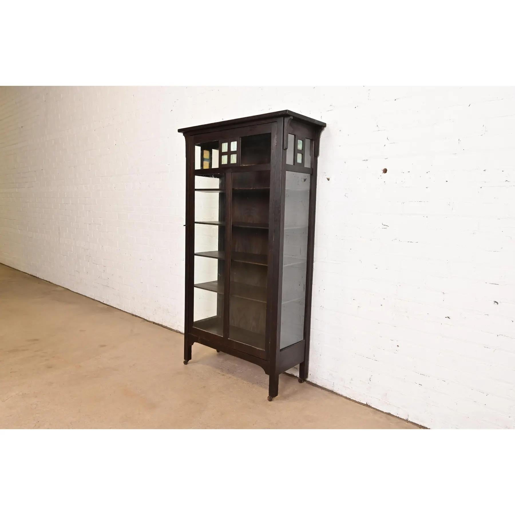 Americano Mobile libreria in stile Stickley Brothers, antico Mission Arts & Crafts in quercia in vendita